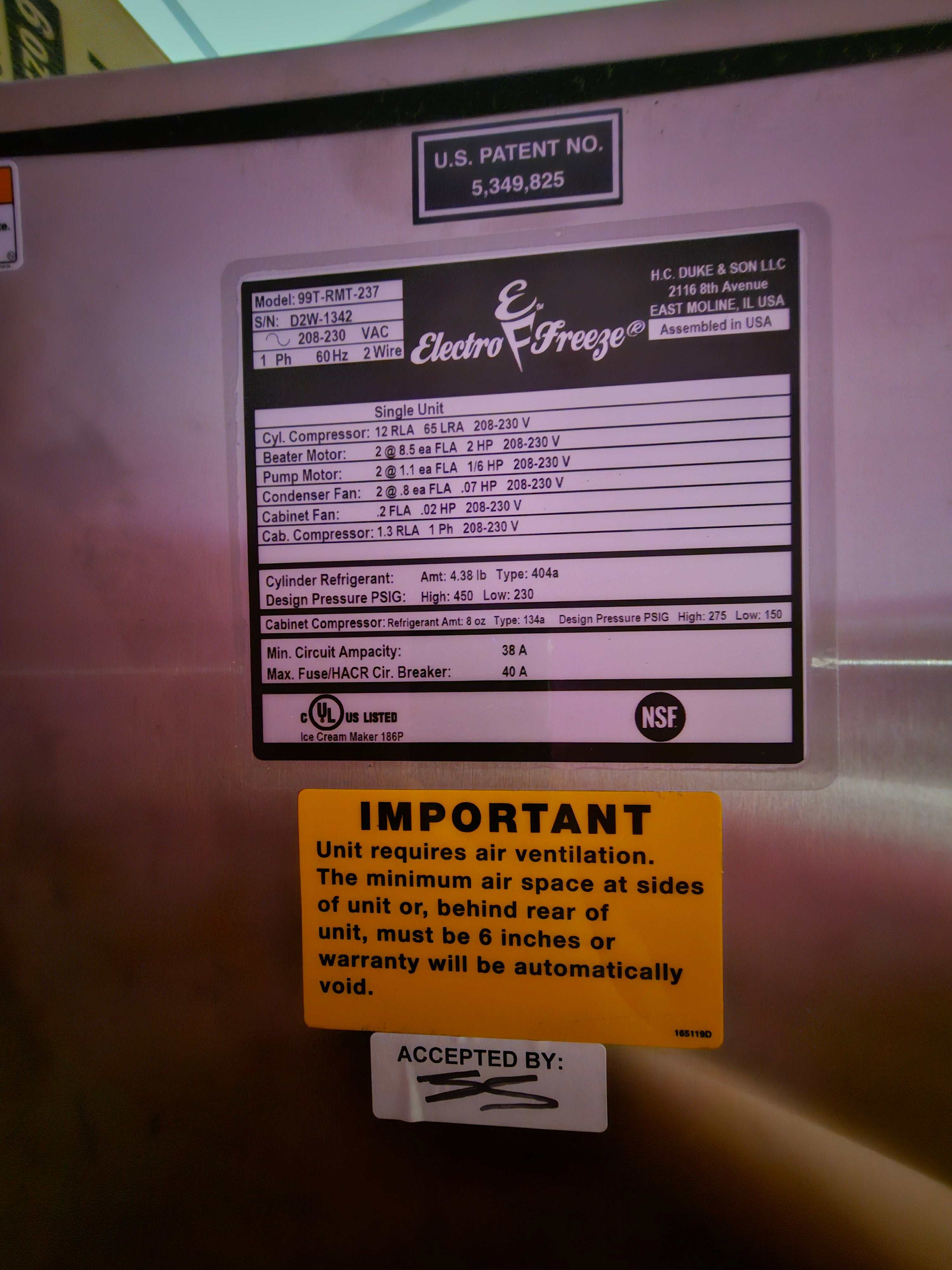 2017 Electro Freeze 99T-RMT-237 1ph air