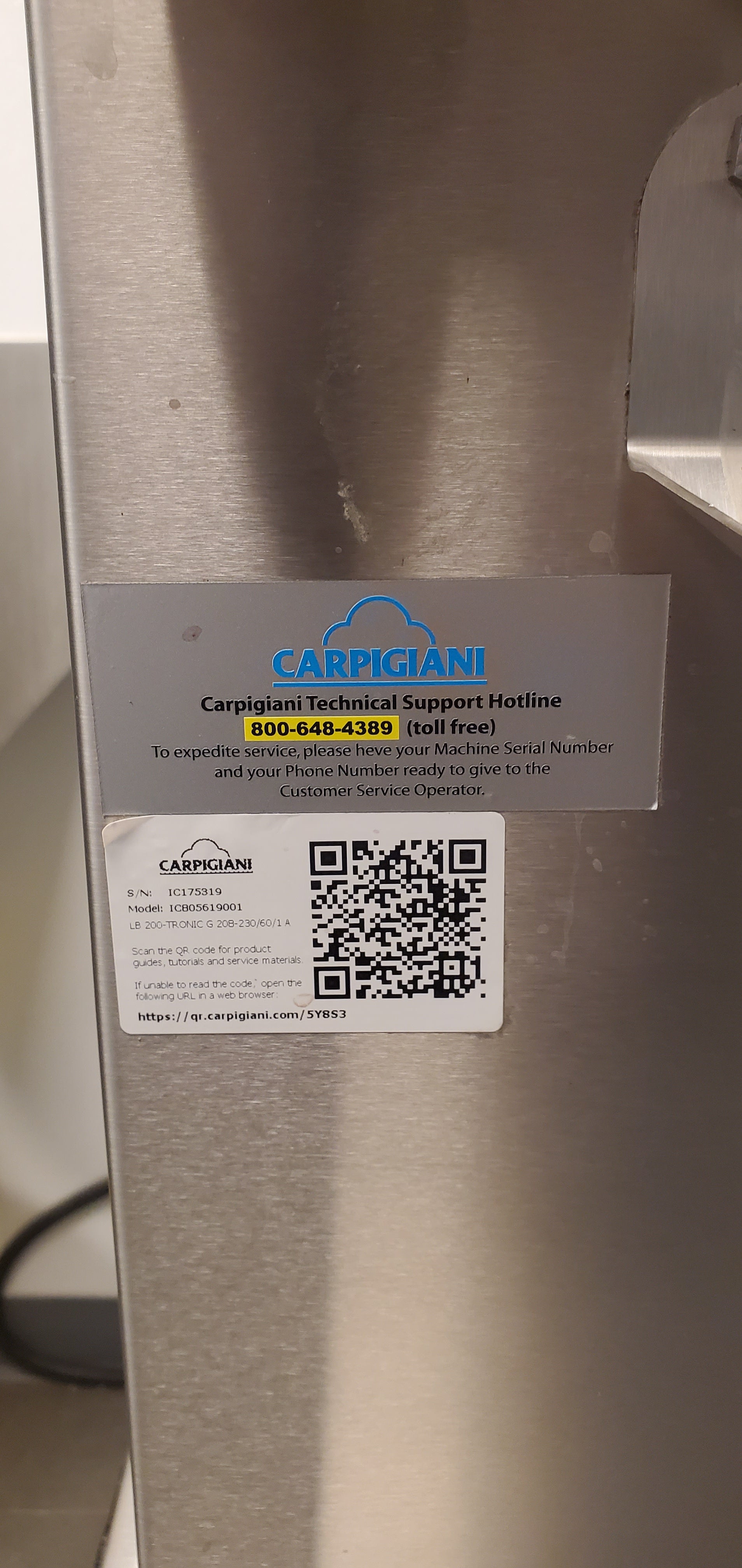 2021 Carpigiani LB200 1ph Air Batch Freezer