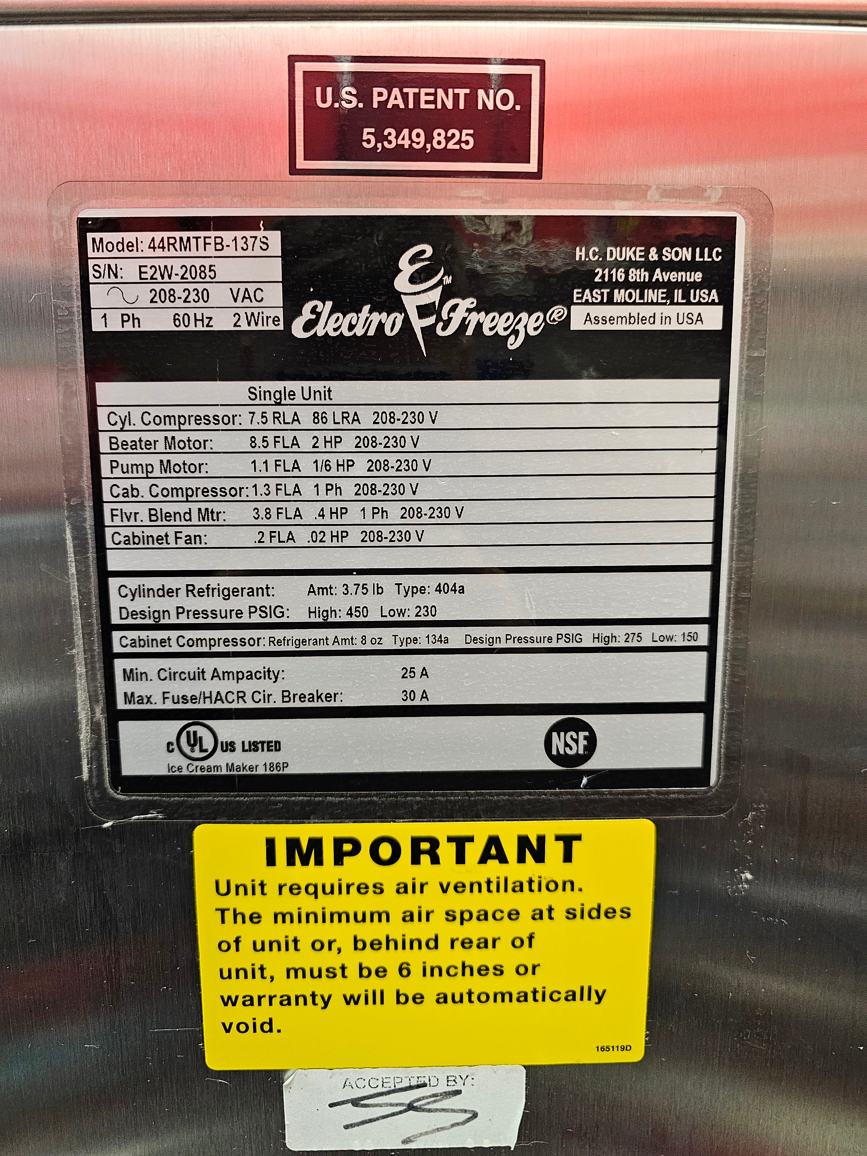 2017 Electro Freeze Flavor Fuzionate 9 Flavors 44RMTFB 1ph water pressurized (shipping is extra, check or wire payment only)