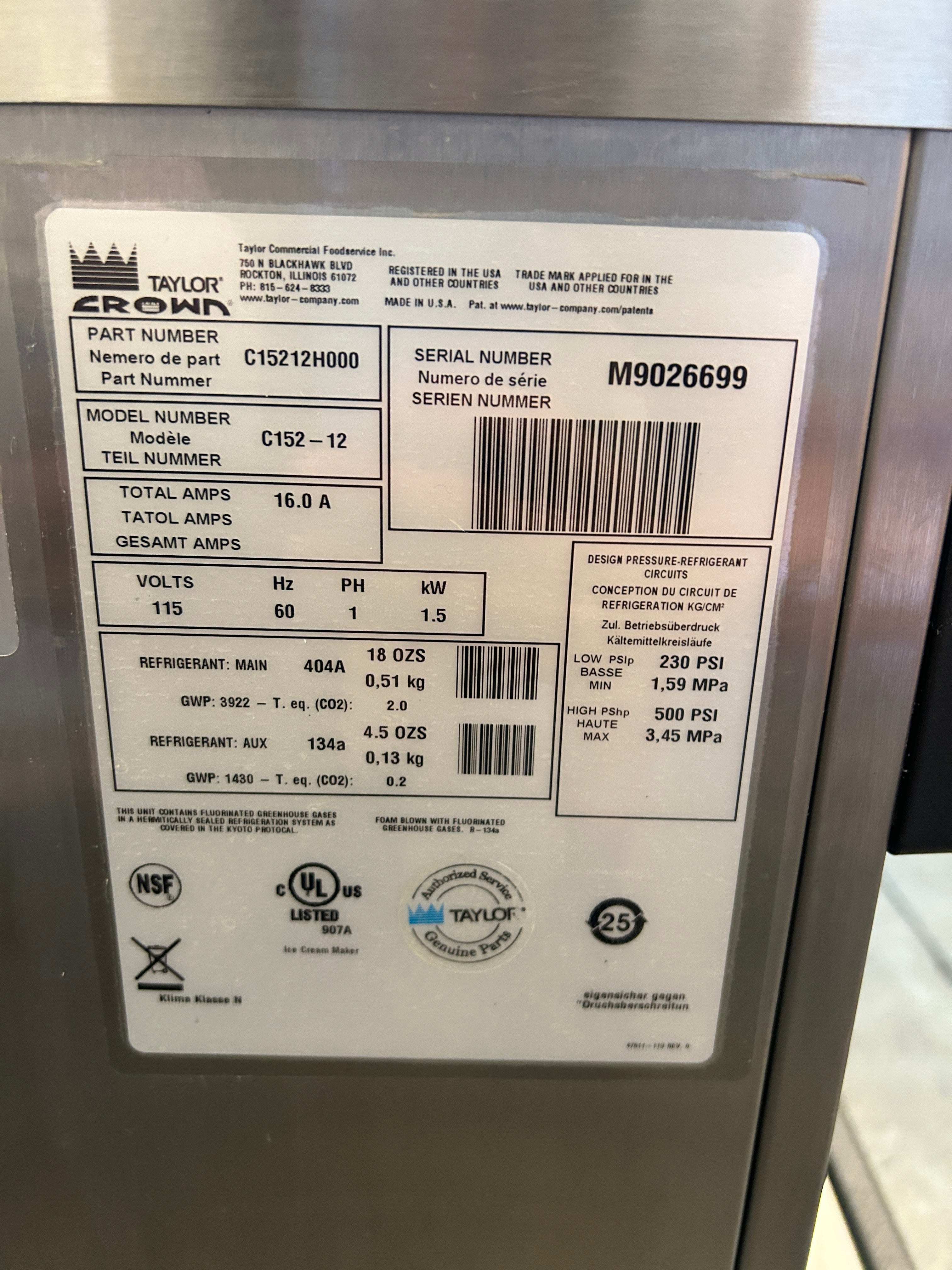 Package Deal - Three (3) 2018 Taylor C152-12 1Ph Air-Cooled Machines