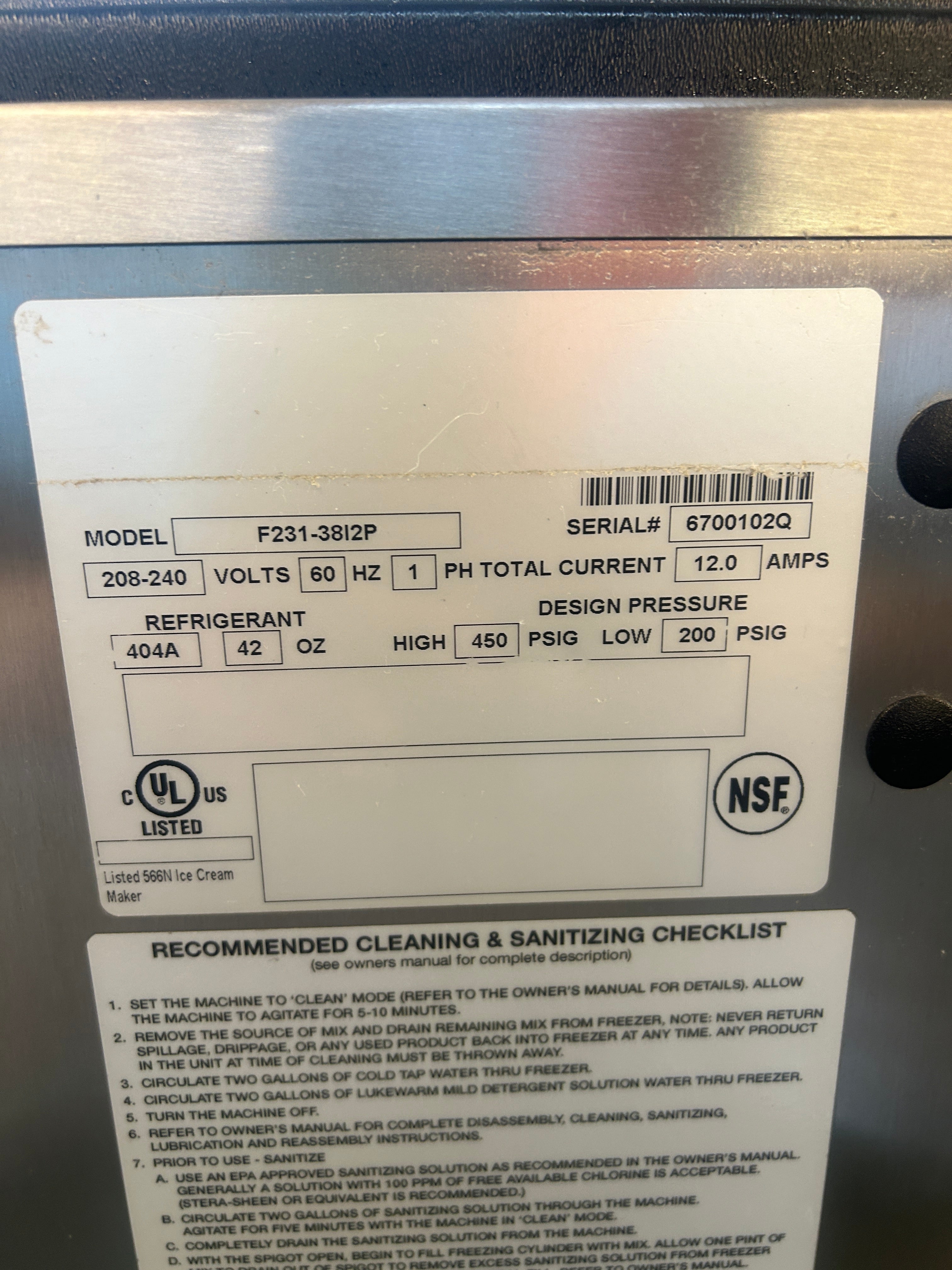 2018 F231 Stoelting 1Ph Air