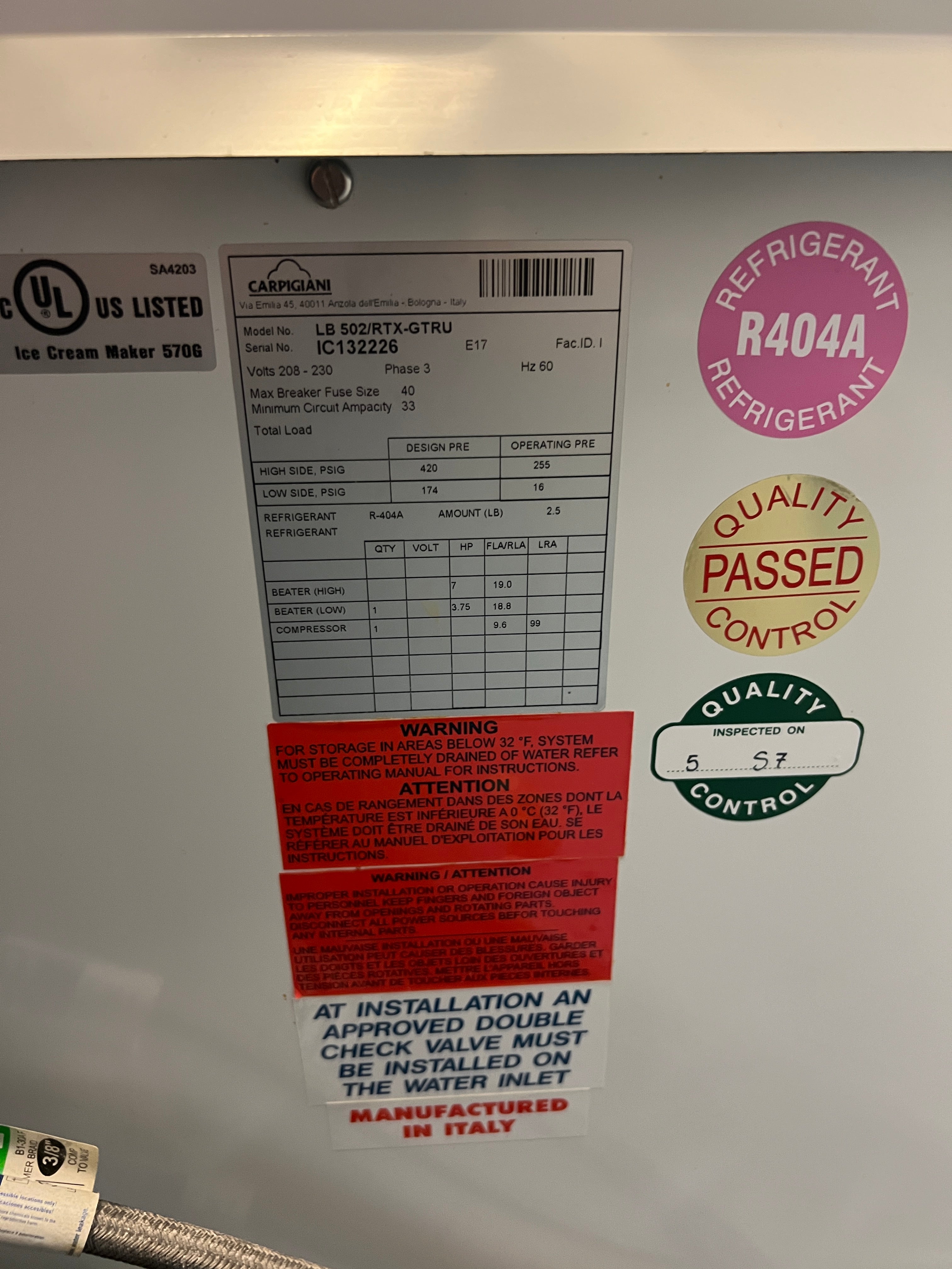 2017 Lb502/Rtx-Gtru 3ph water (shipping is extra, check or wire payment only)