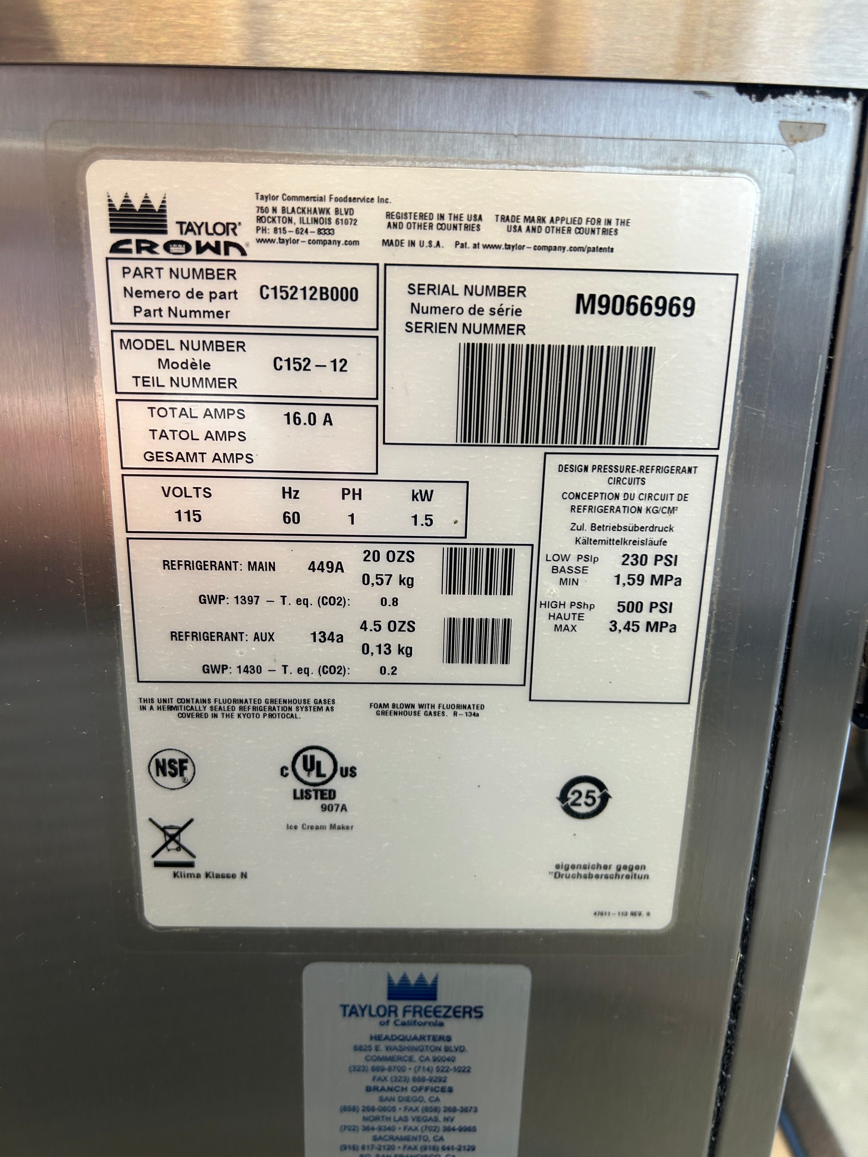 Package Deal - Three (3) 2018 Taylor C152-12 1Ph Air-Cooled Machines