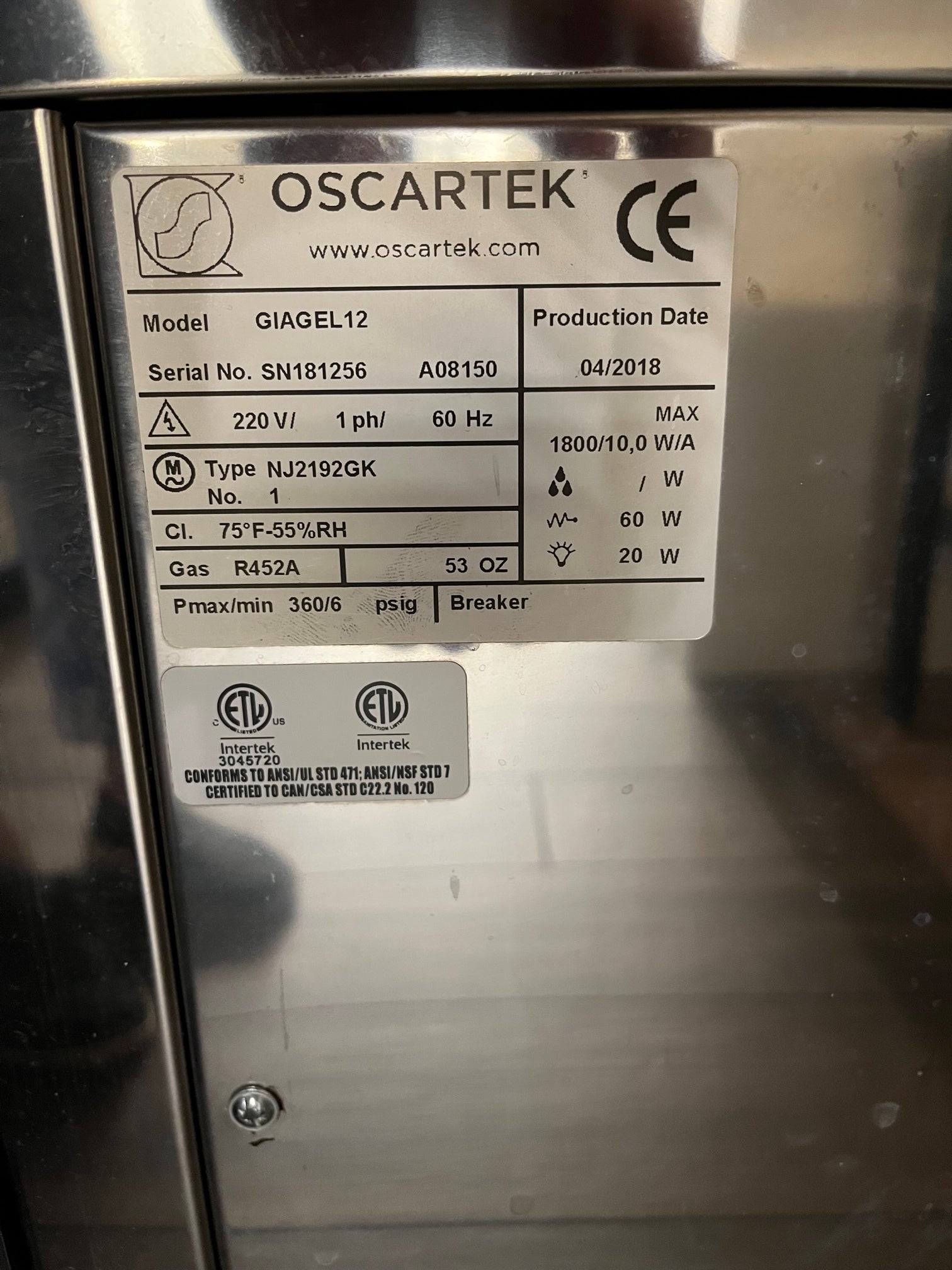 2018 Oscar Tek GIAGEL12 Gelato pop case