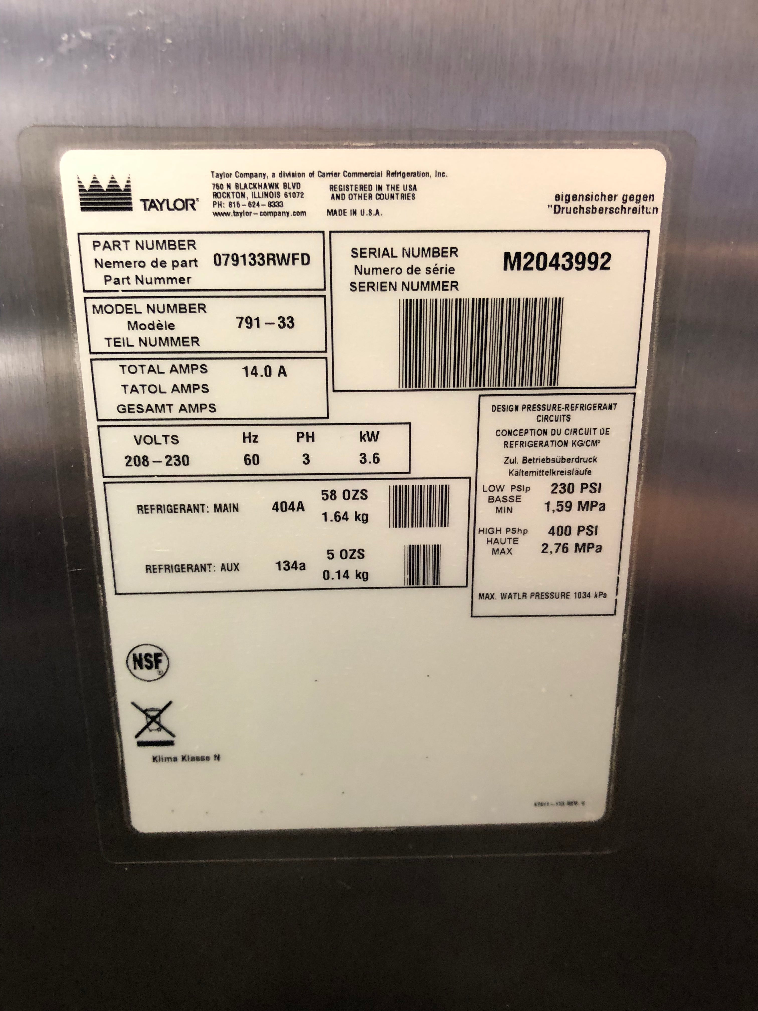 2012 Taylor 791-33 3ph air