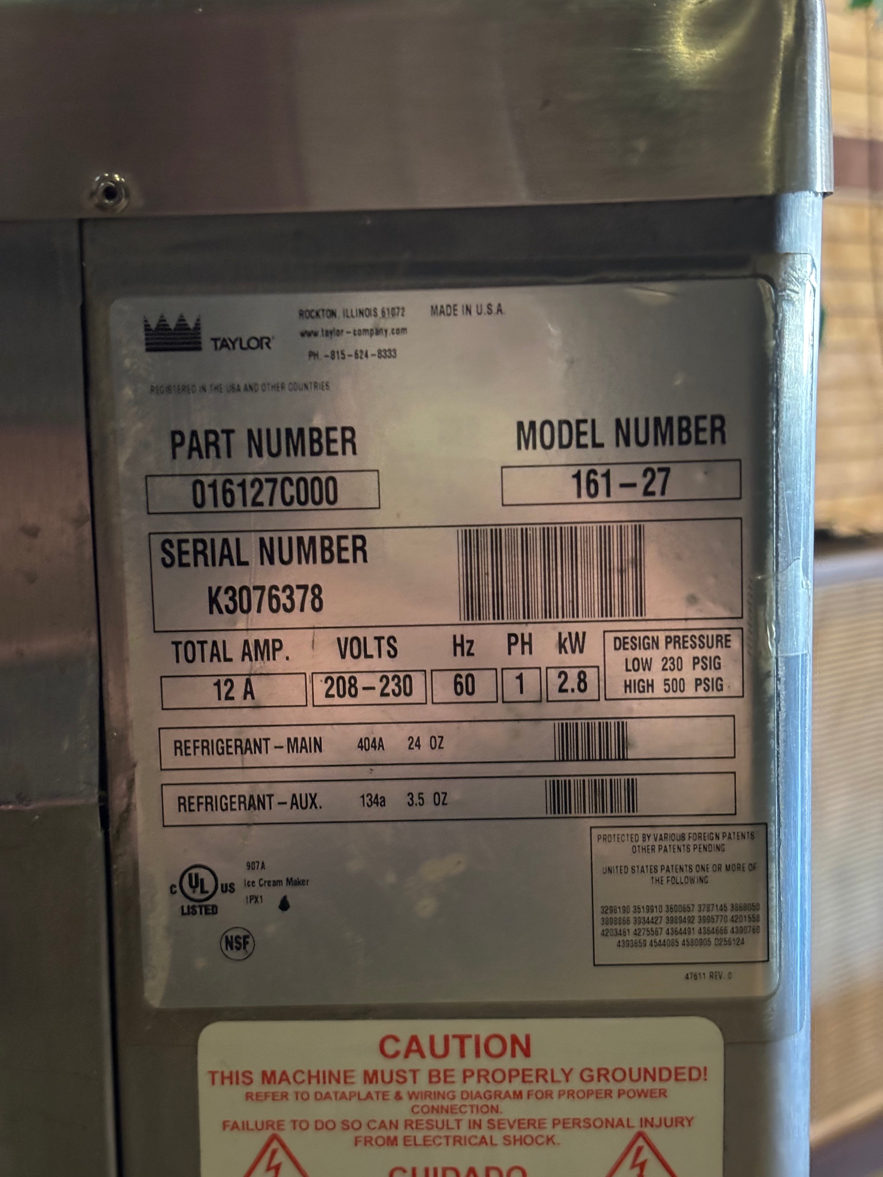 2003 Taylor 161-27 1ph air