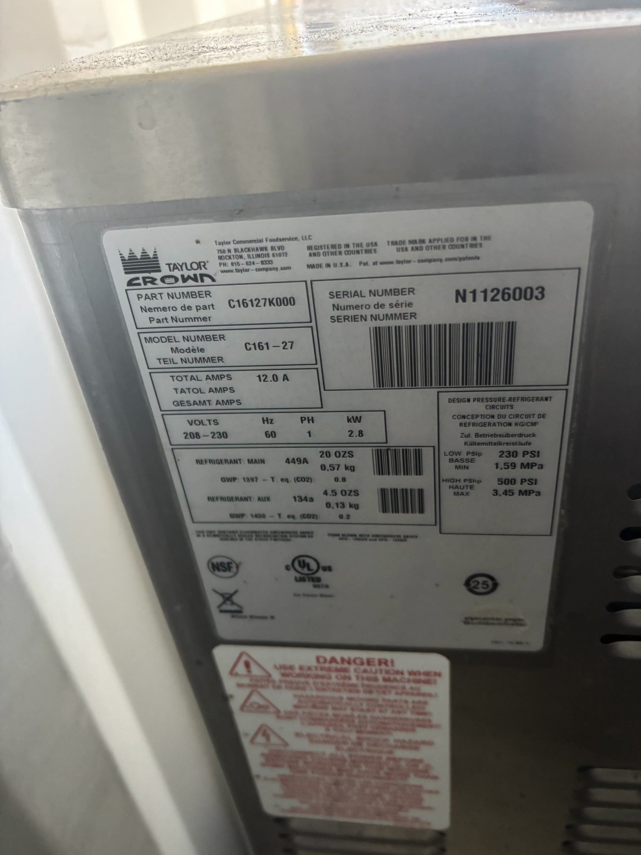 2021 Taylor C161-27 Countertop 1ph air