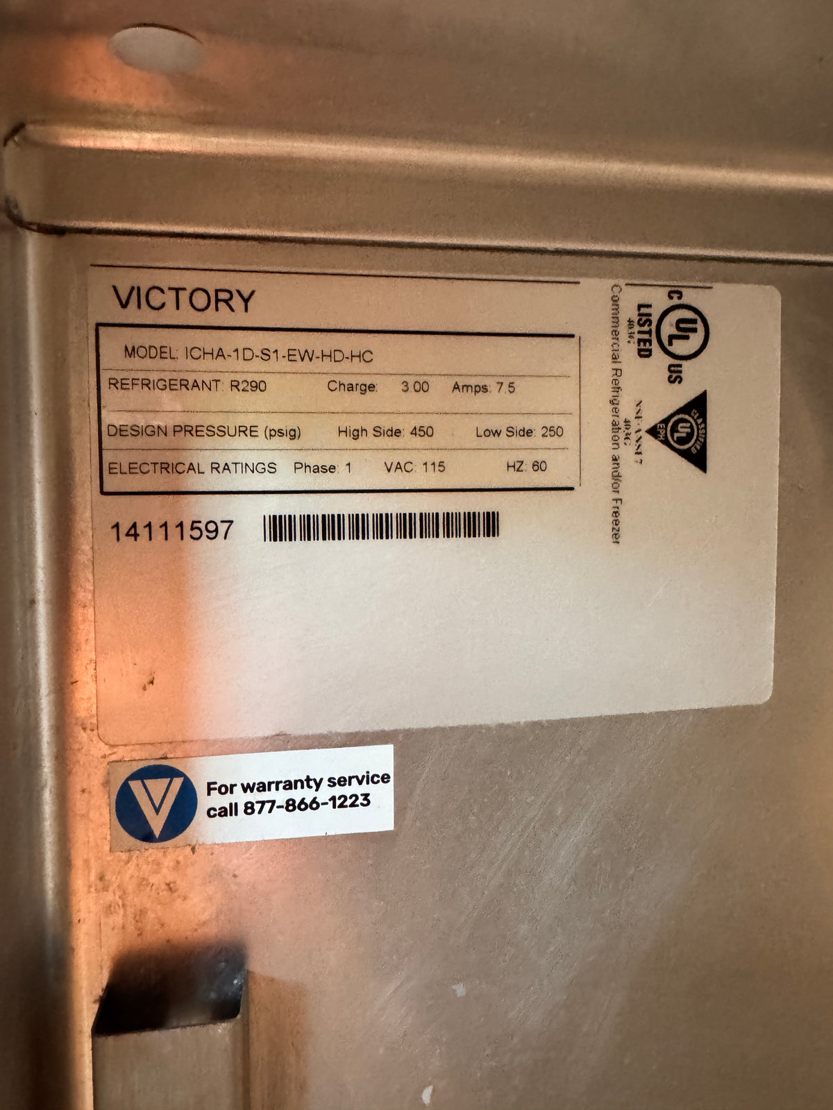 2023 Victory IHCA-1D Single Door Hardening Cabinet