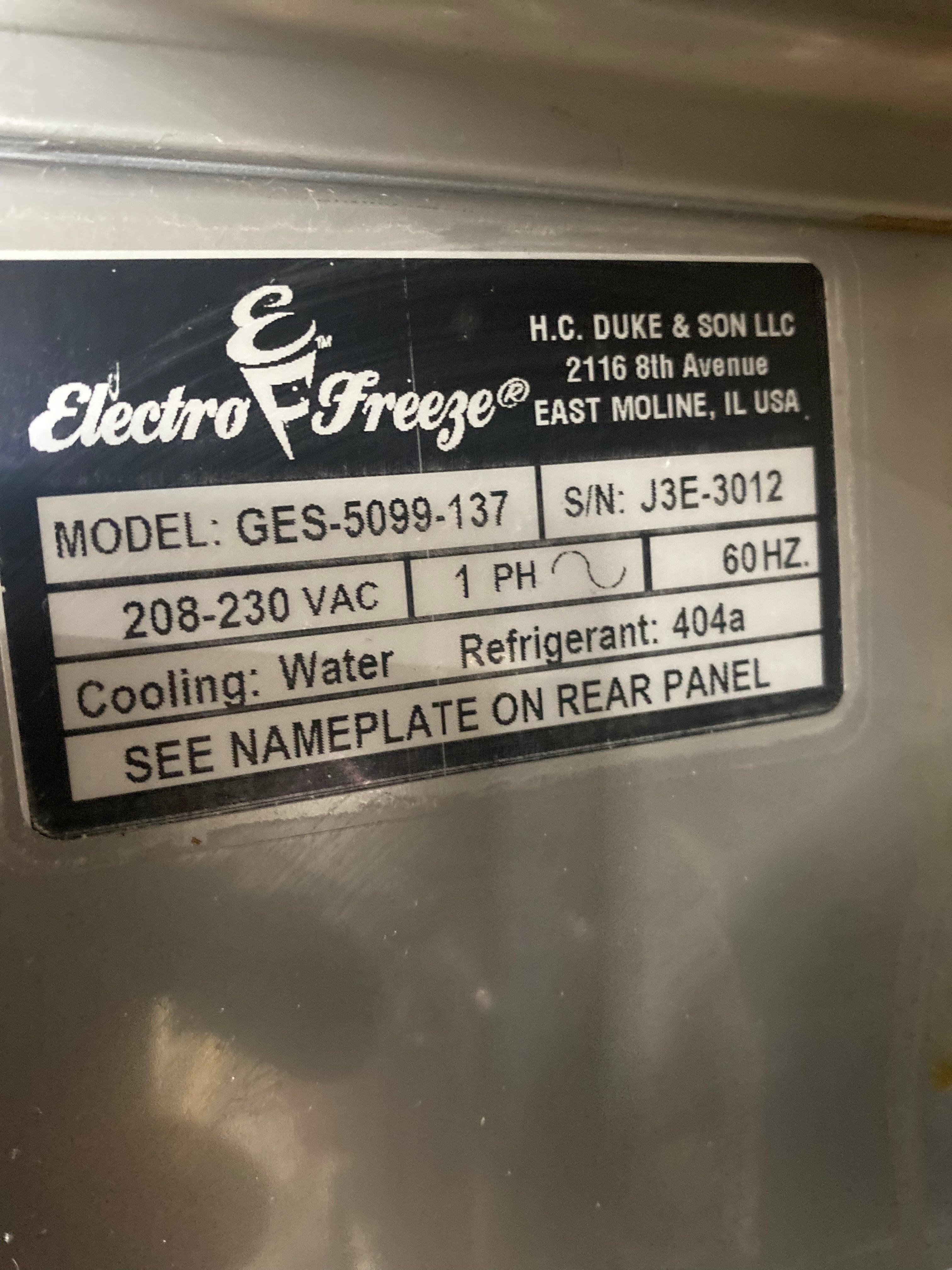 2023 Electro Freeze GEN5099 1ph Water J3E-3012