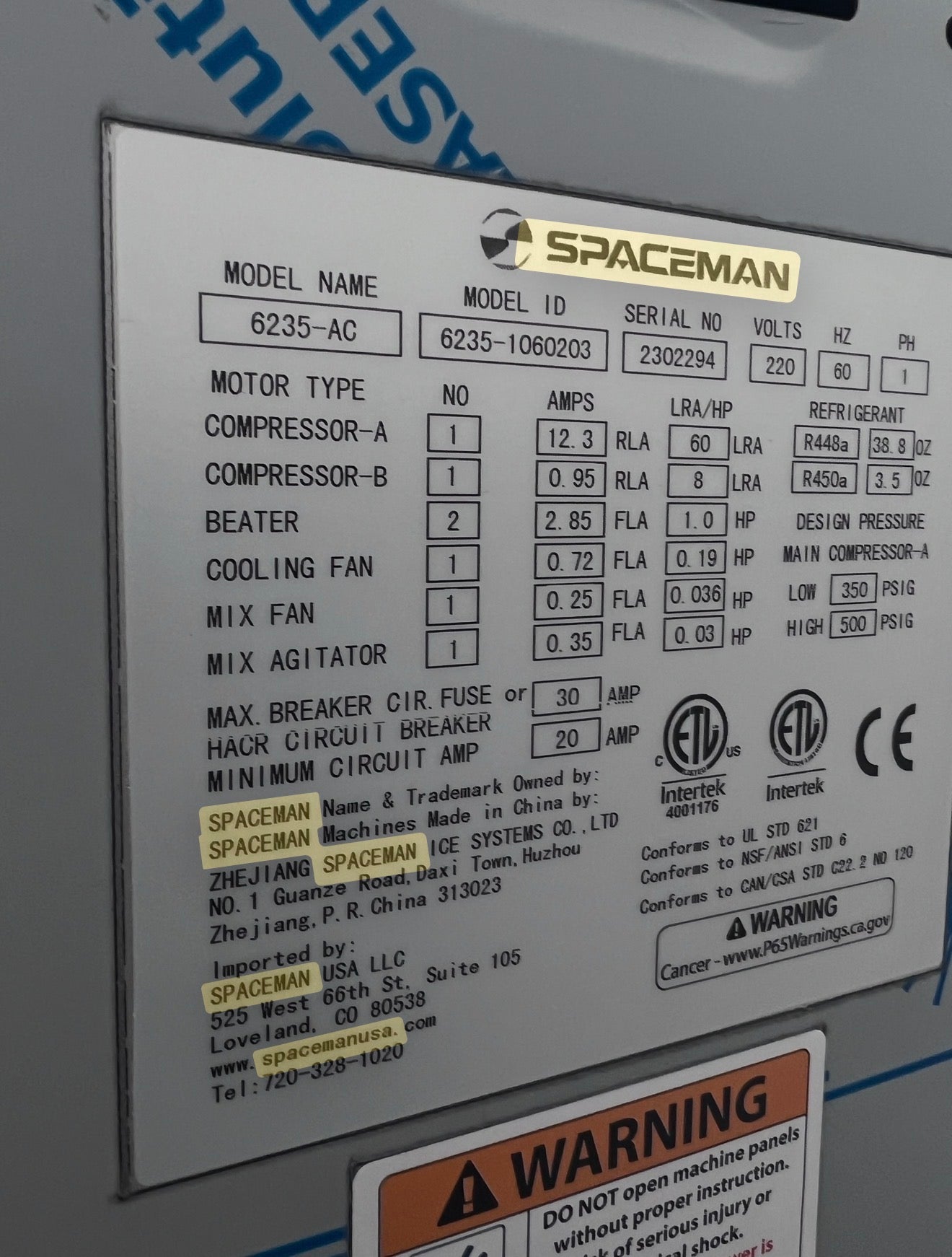 2023 Spaceman 6235SV Spaceman 1ph air