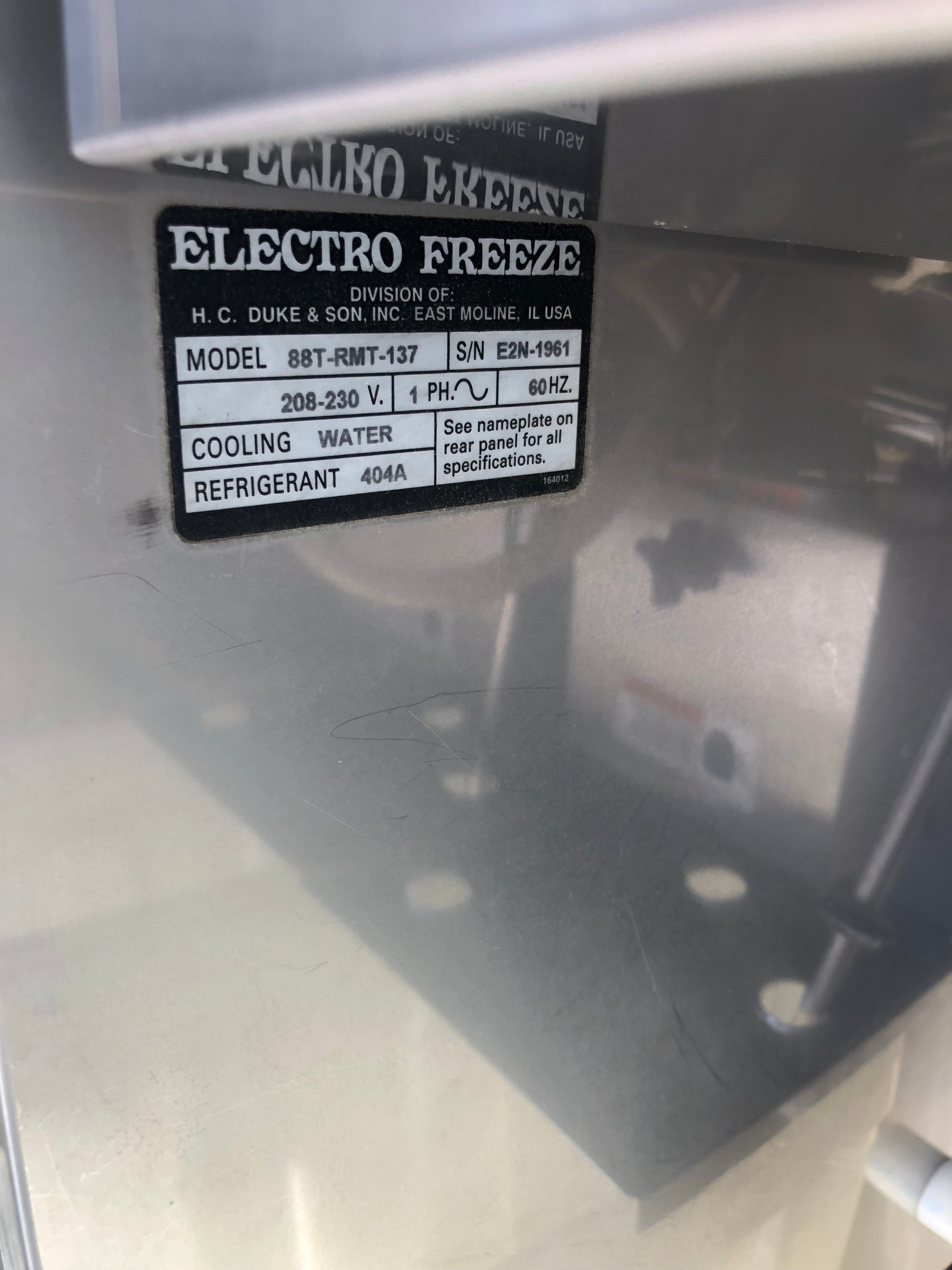 2008 Electro Freeze 88T-Rmt-137 1Ph Water Needs Compressor
