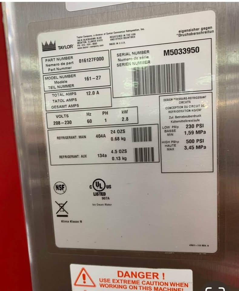 2015 Taylor 161-27 Countertop 1ph air