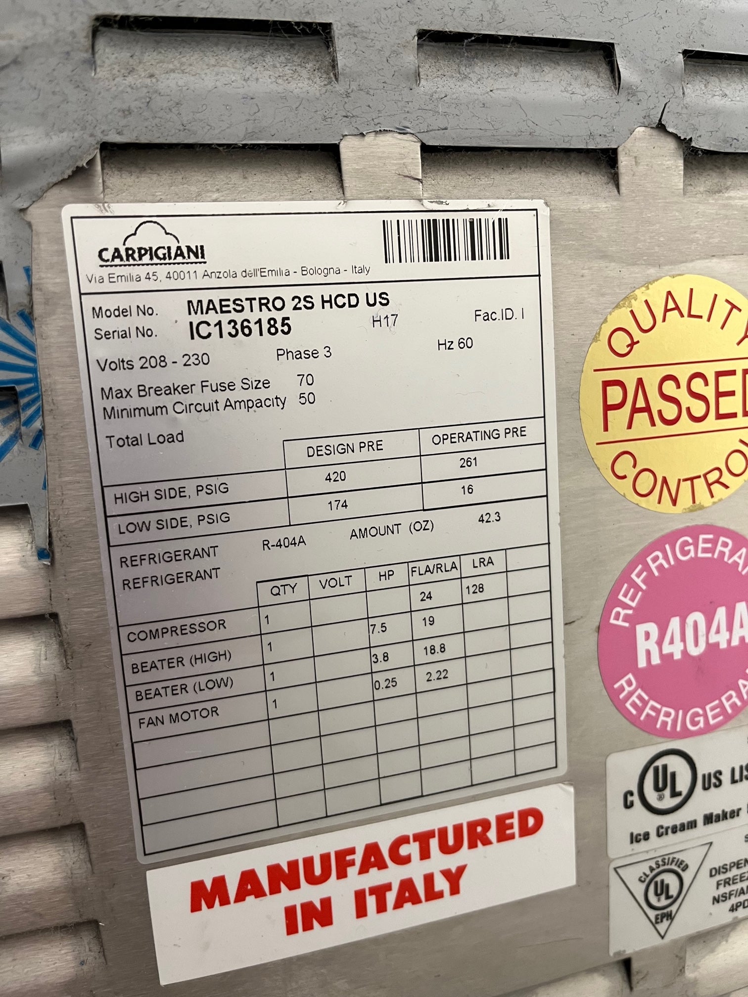 2017 Carpigiani MAESTRO 3ph Air