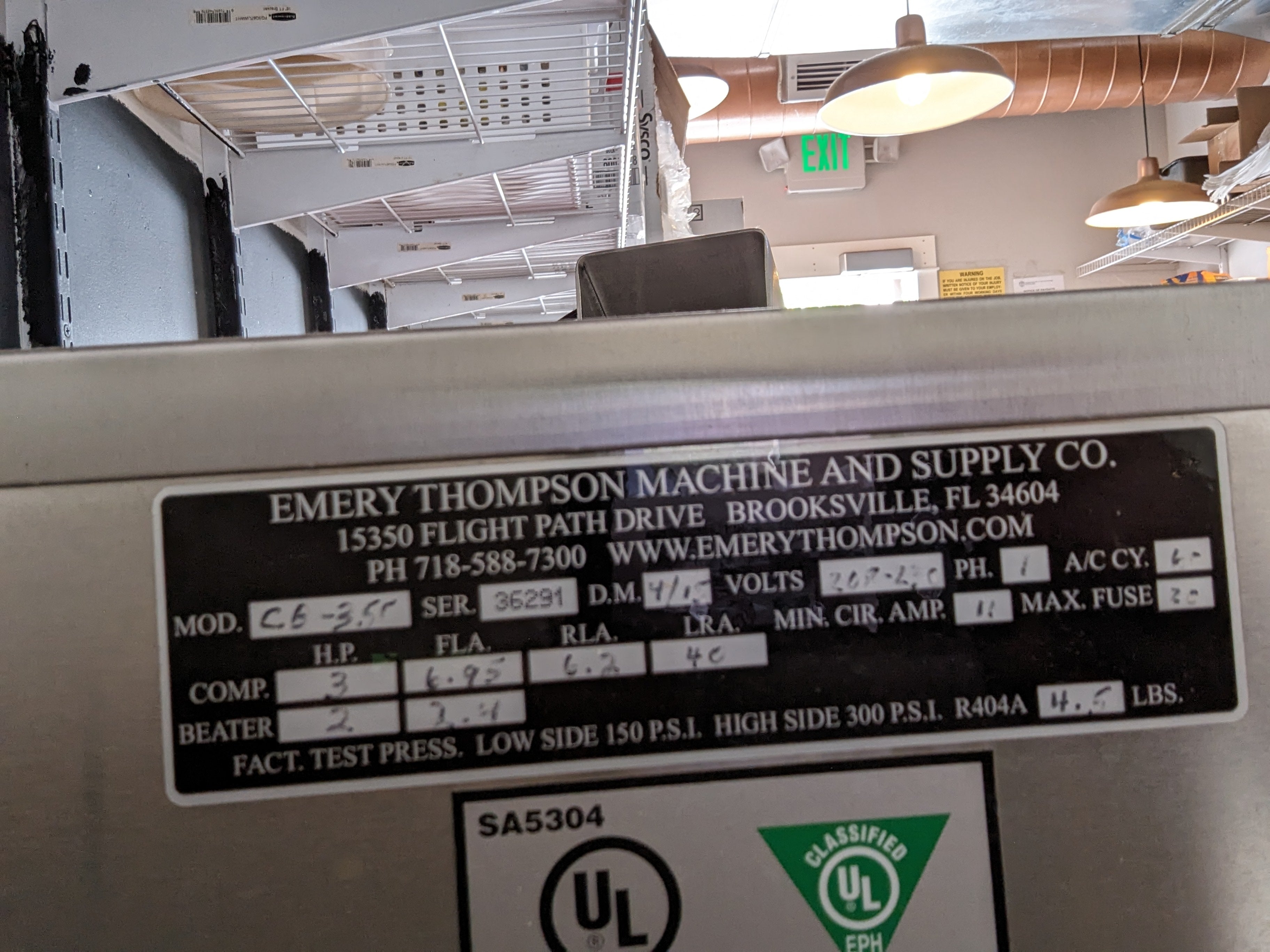 2015 Emery Thompson CB350 Batch Freezer