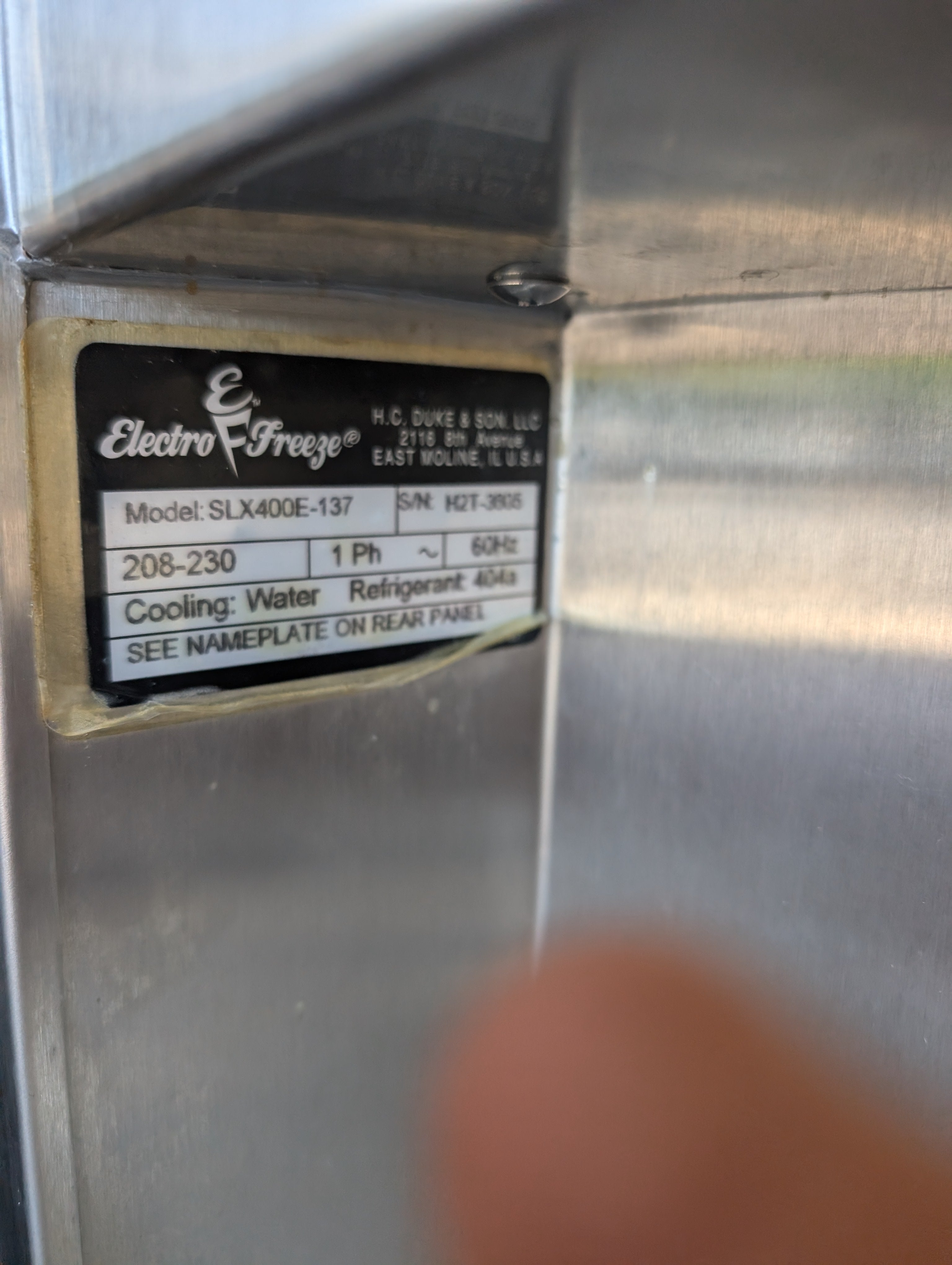 2014 Electro Freeze SLX400E-137 1 phase water cooled