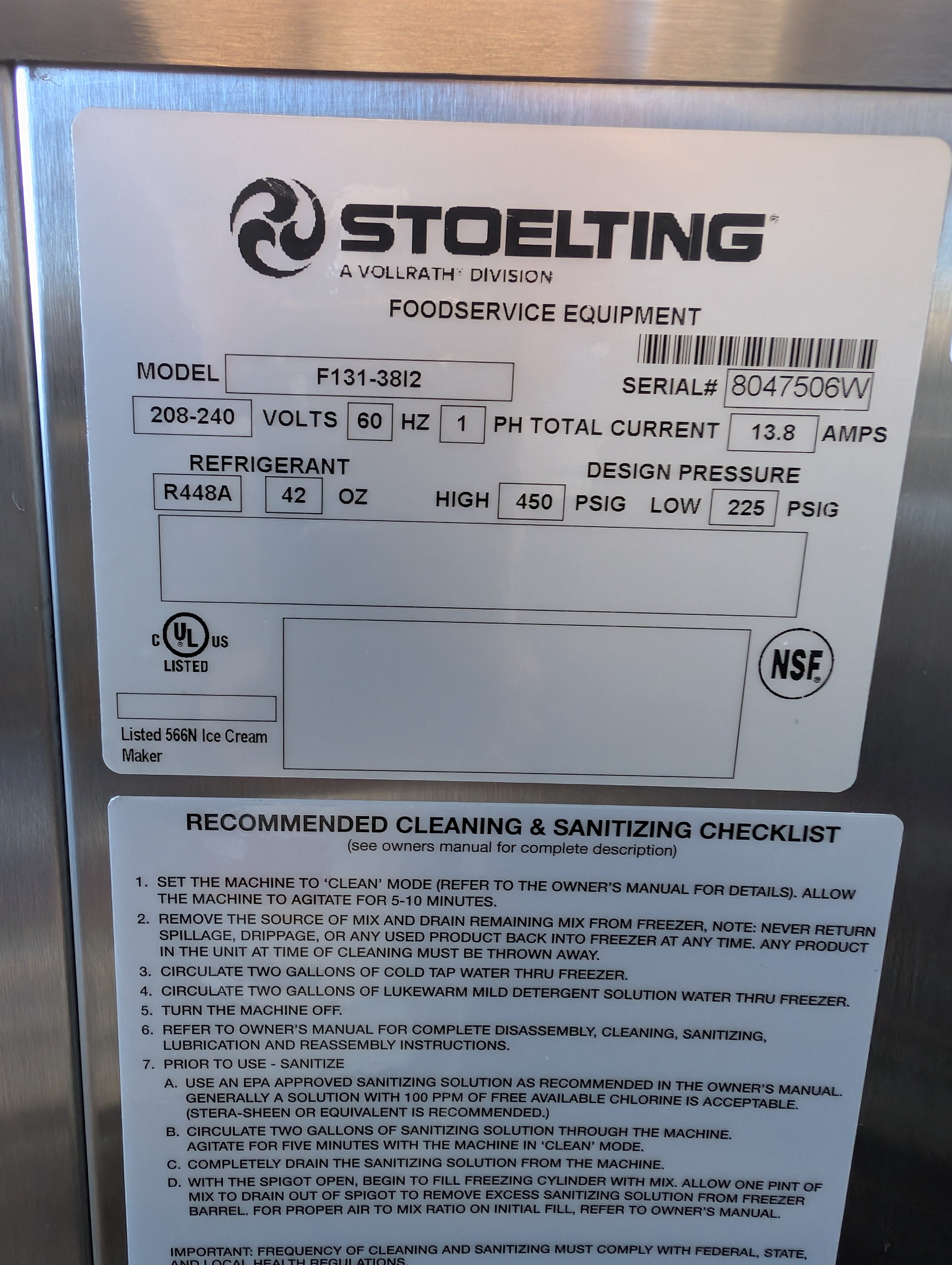 2024 like new Stoelting F131-38I2 Two Flavor Twist Countertop 1ph air