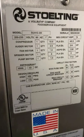 2015 Stoelting SU412 Pressure-Fed Shake Machine