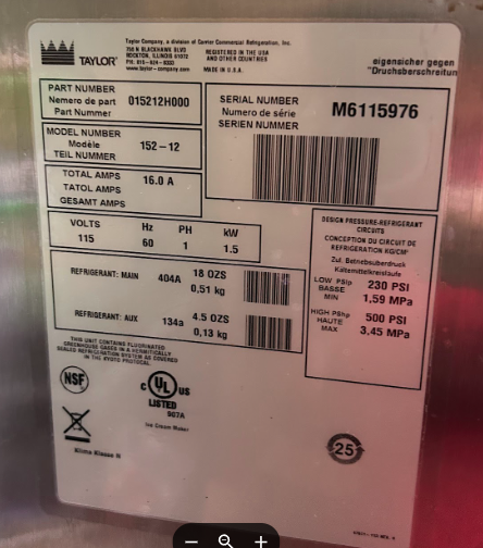 2016 Taylor 152-12 countertop 1ph air