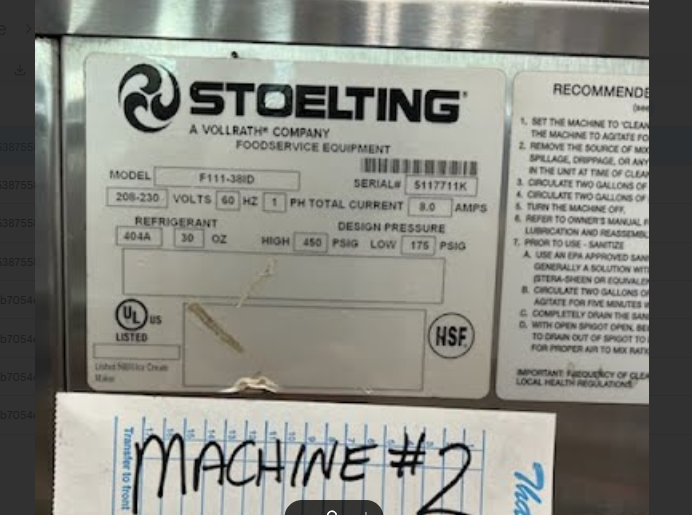 2013 Stoelting F111-38ID countertops Air Cooled 1 Phase