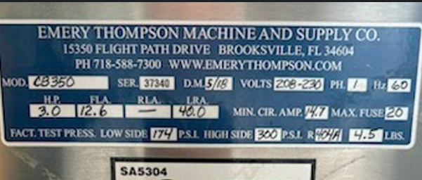 2018 Emery Thompson CB350 1ph air