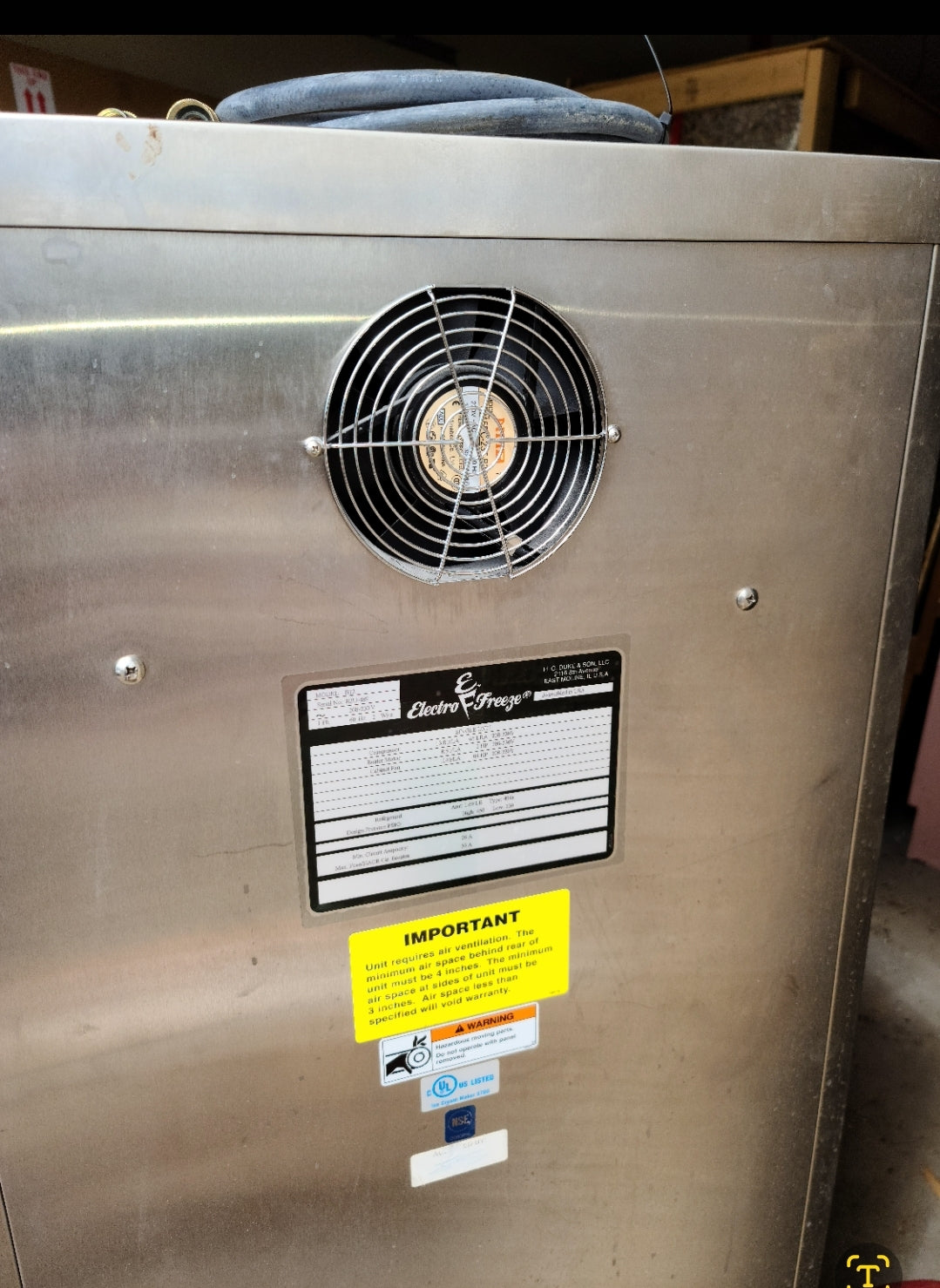 2015 Electrofreeze B12 1PH Water Batch Freezer barely used