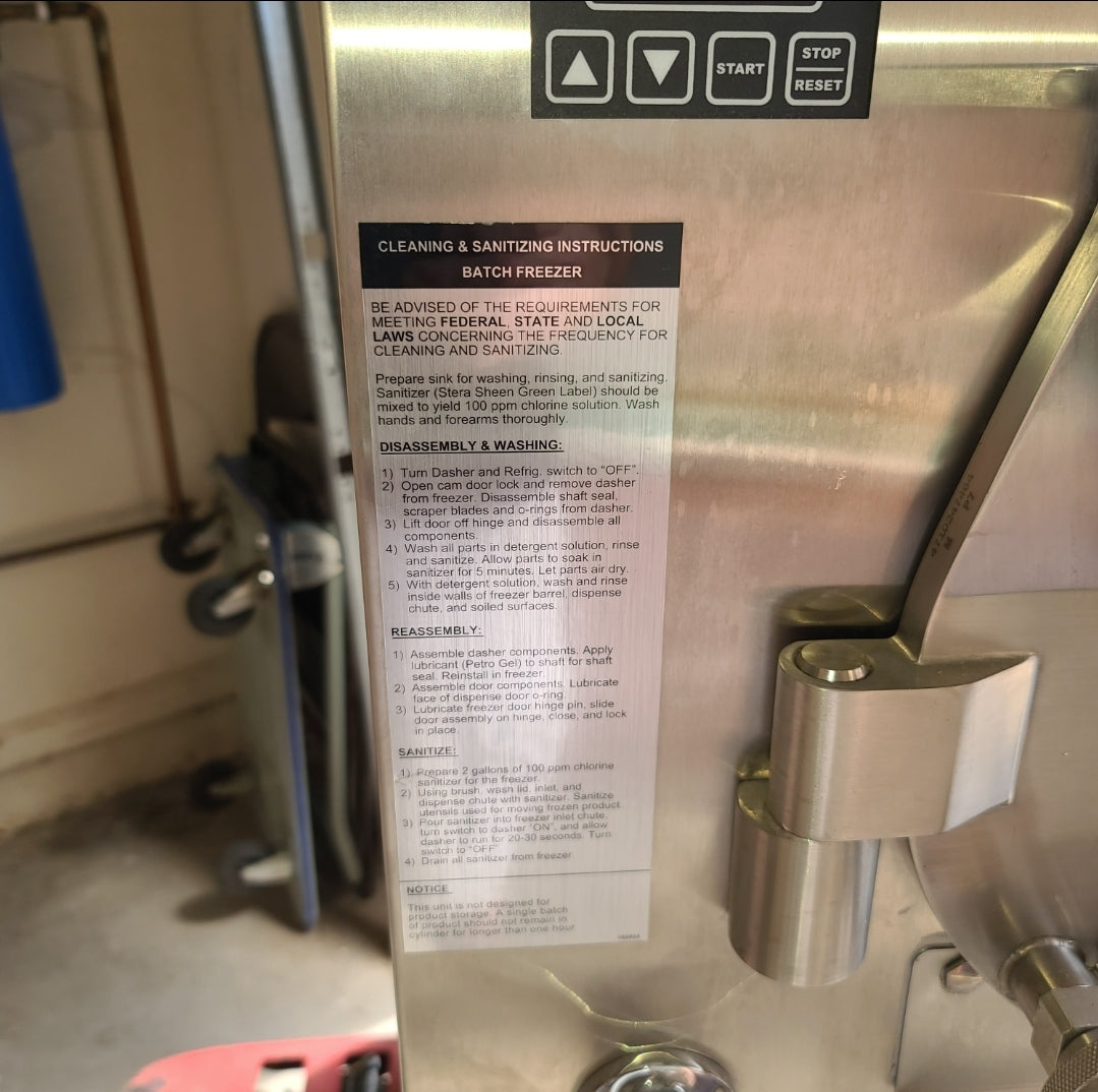 2015 Electrofreeze B12 1PH Water Batch Freezer barely used