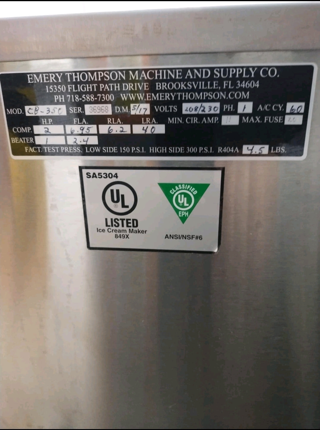 2017 Emery Thompson CB350 1ph air