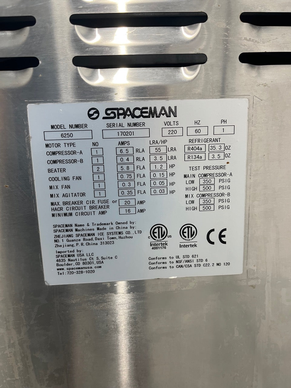 Three Machine Froyo Store Package - Spaceman 6250 1ph air