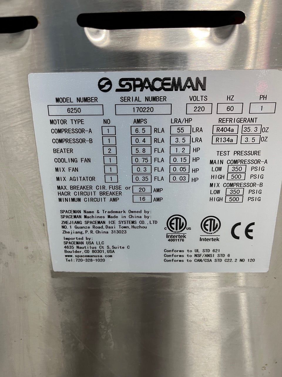 Three Machine Froyo Store Package - Spaceman 6250 1ph air