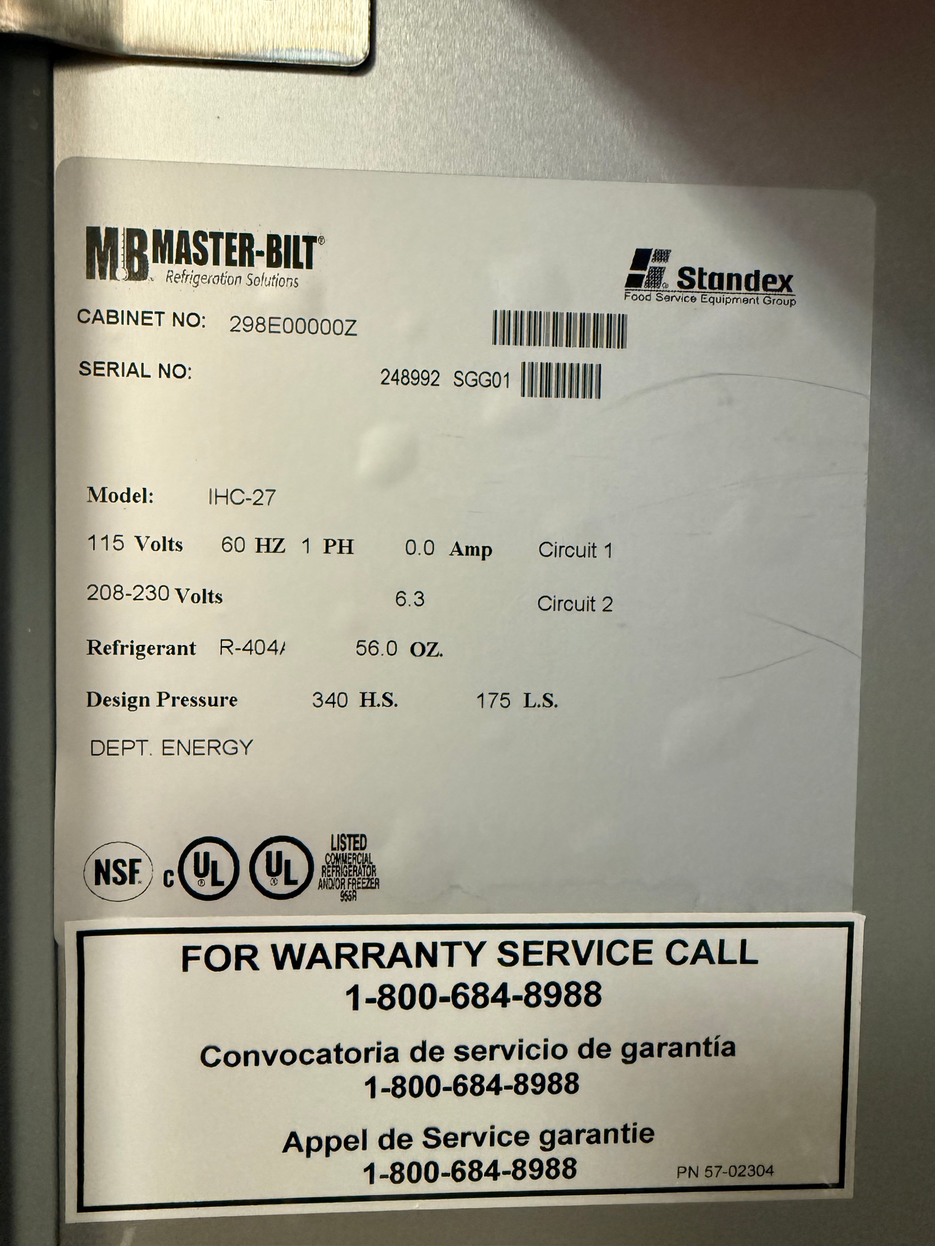 2017 Master Bilt IHC27 Hardening Cabinet