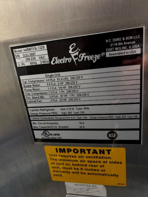 2015 Electrfreeze 9 Flavor 44RMTFB Fuzionate 3ph water