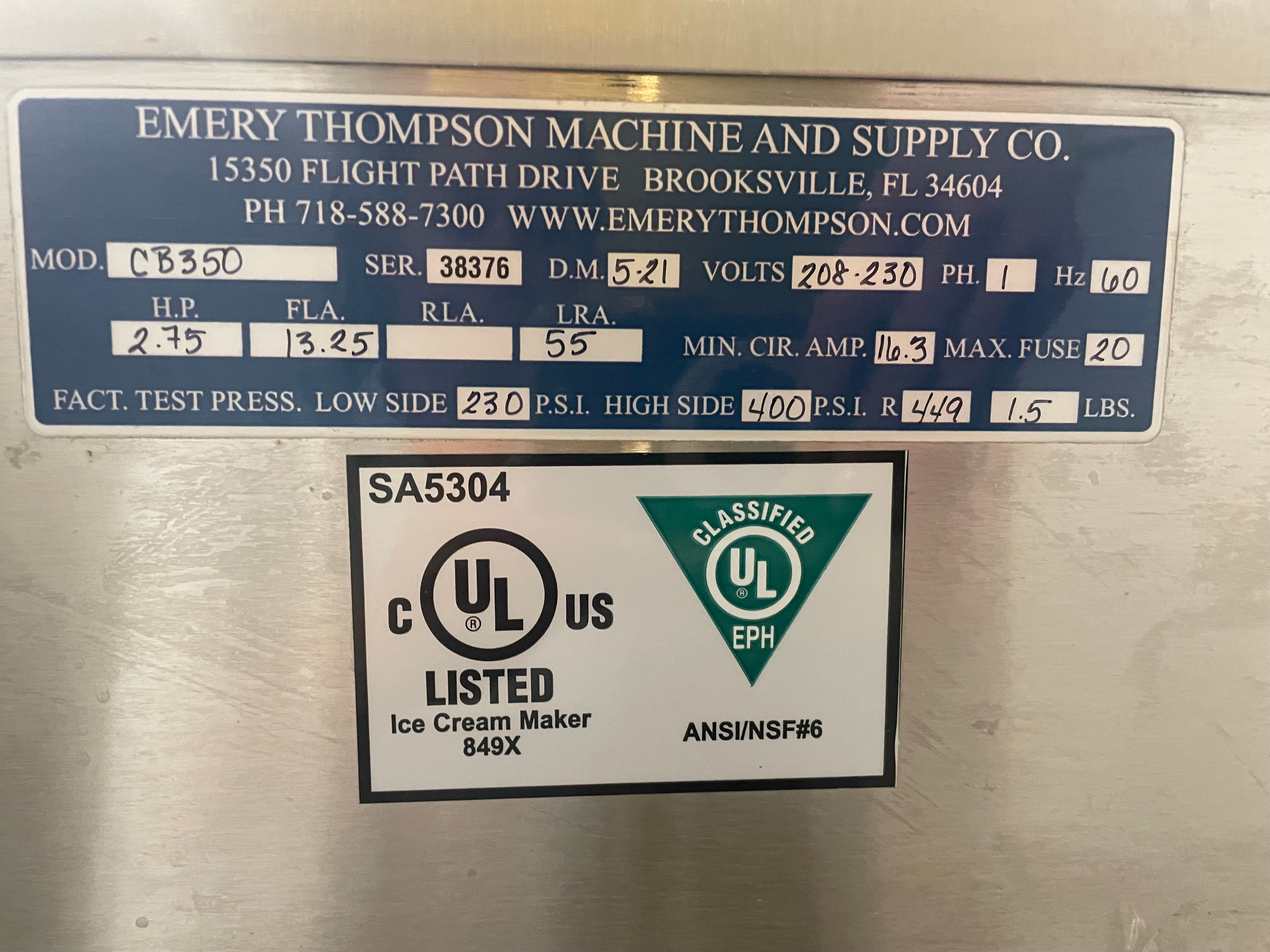 2021 Emery Thompson CB350 1ph air