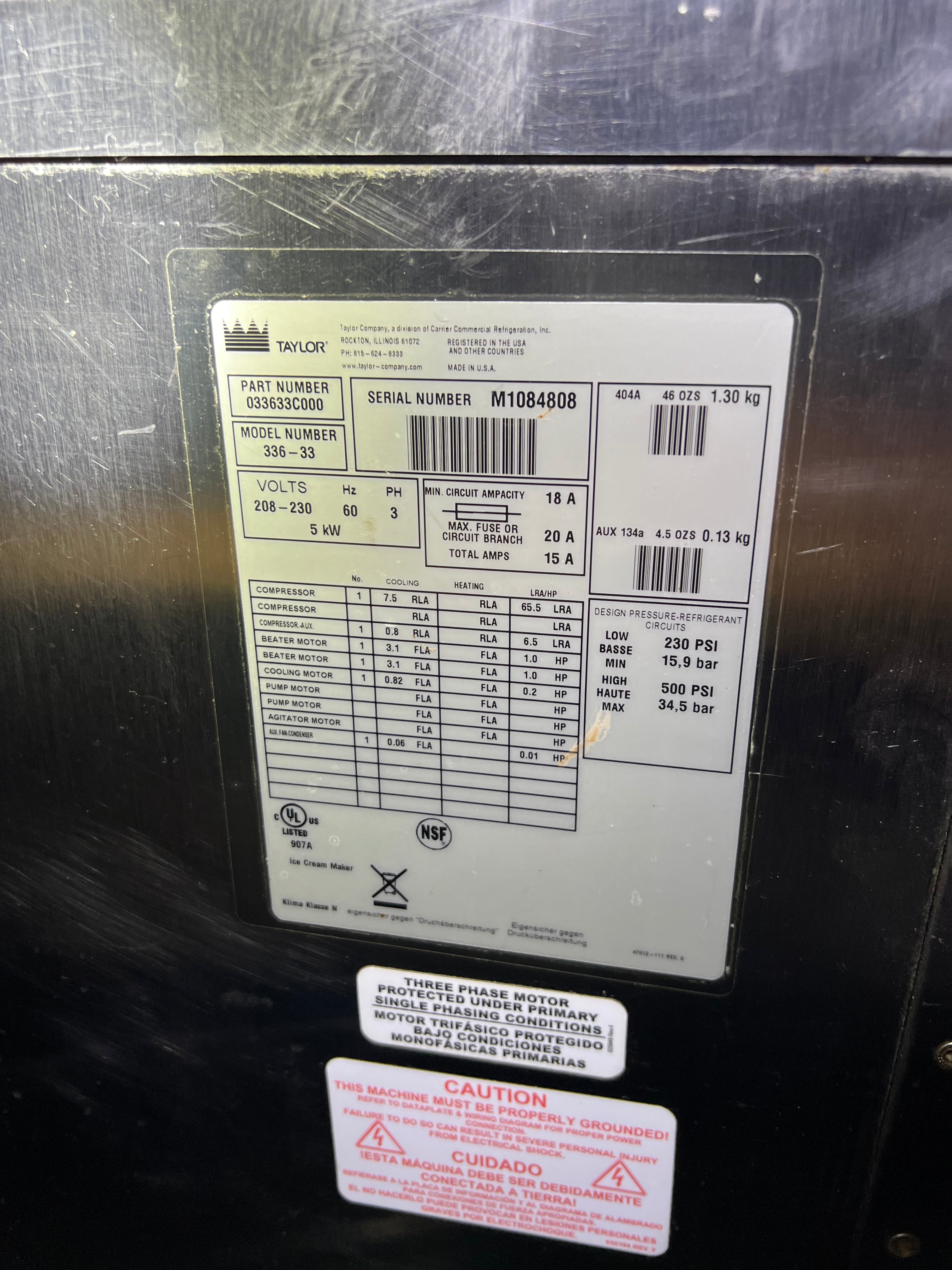 2011 Taylor 336 3ph air