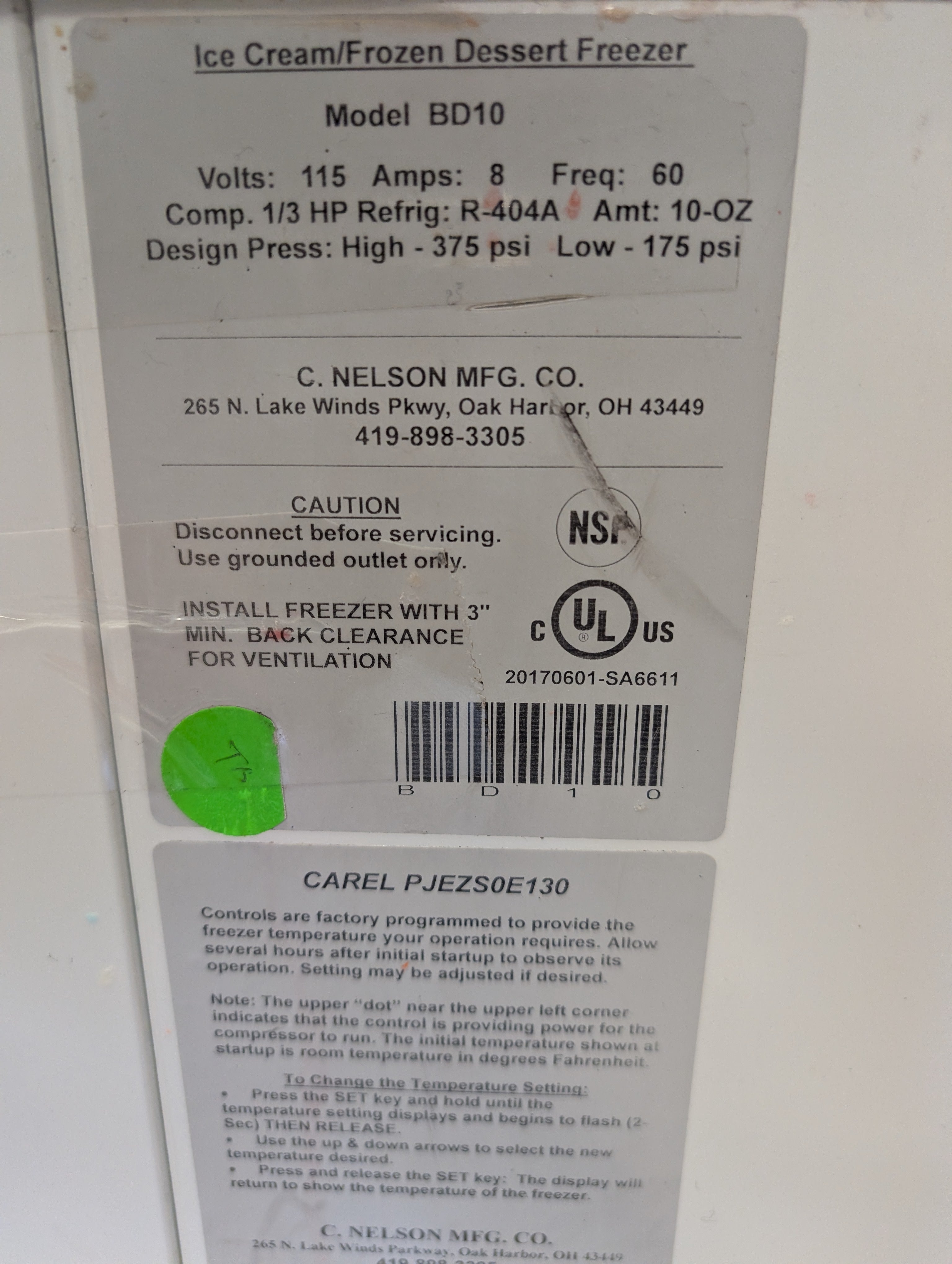 Used 2018 Nelson BD10 Dipping Cabinet Flip Lids