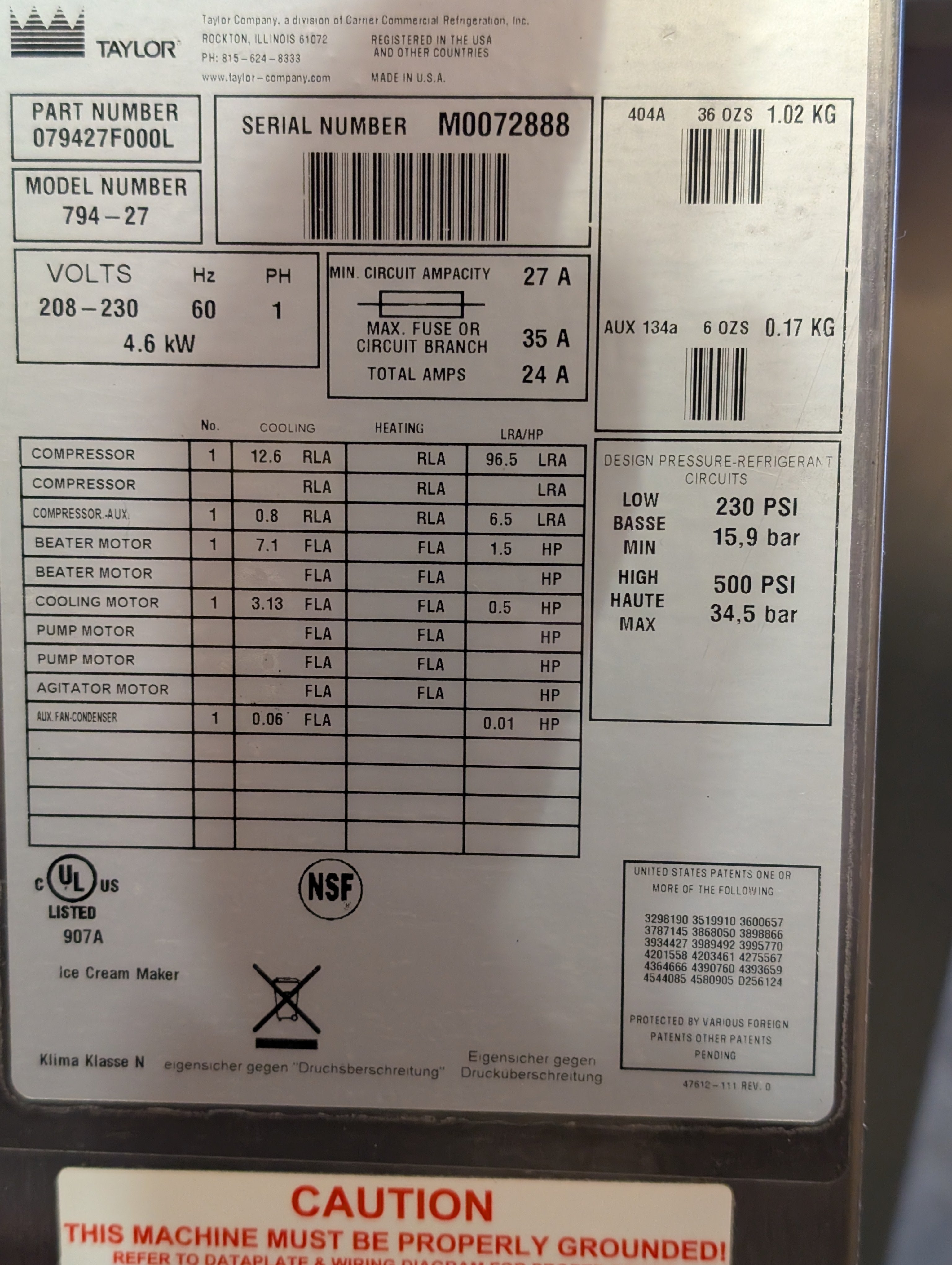 2010 Taylor 794-27 1Ph Air