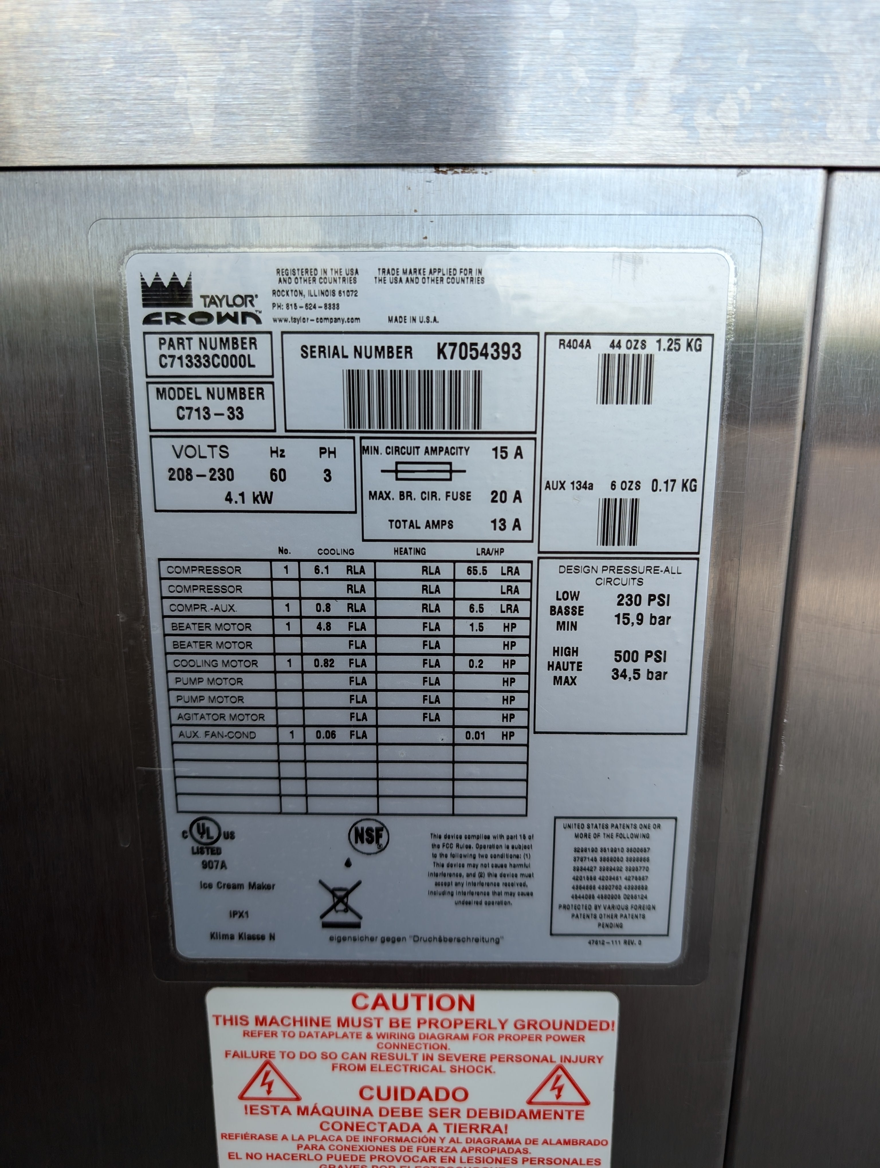 2007 Taylor C713-33 3ph air