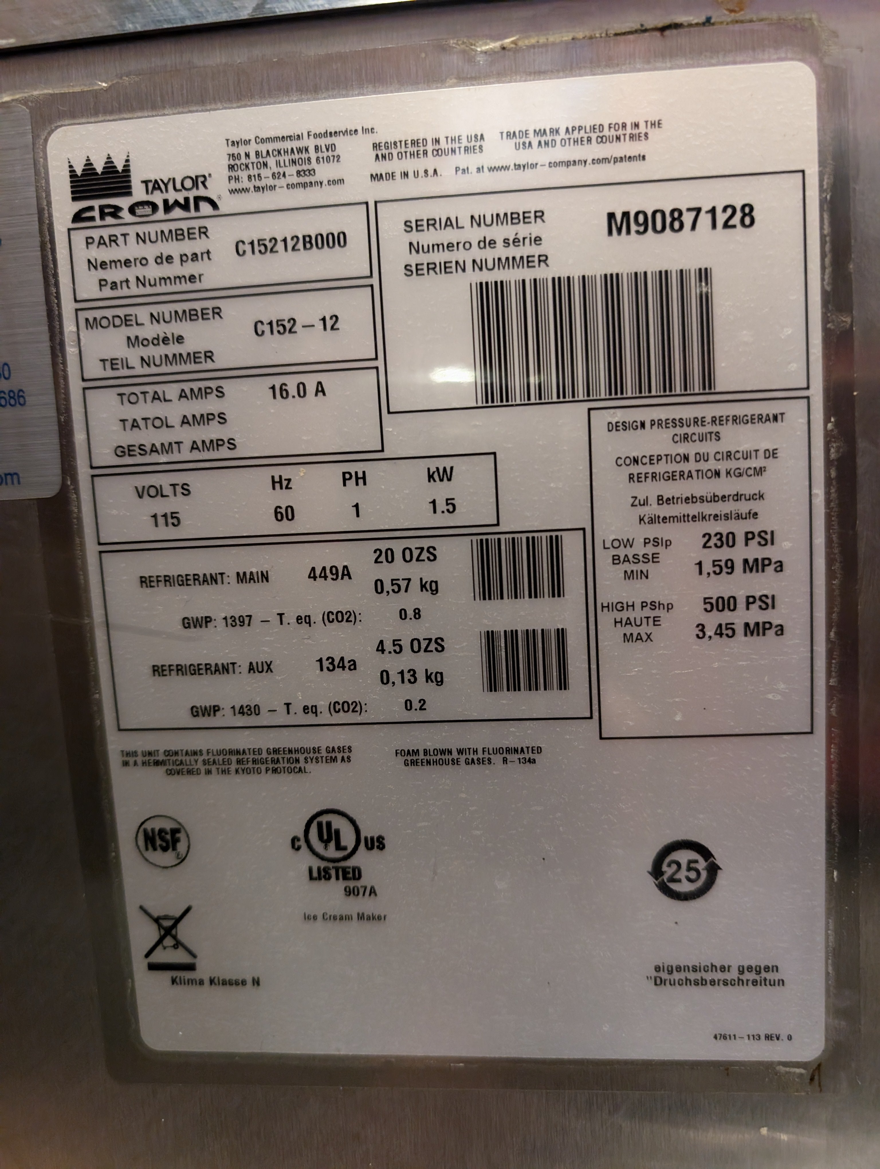 In 2019 Taylor C152-12 1PH Air-Cooled