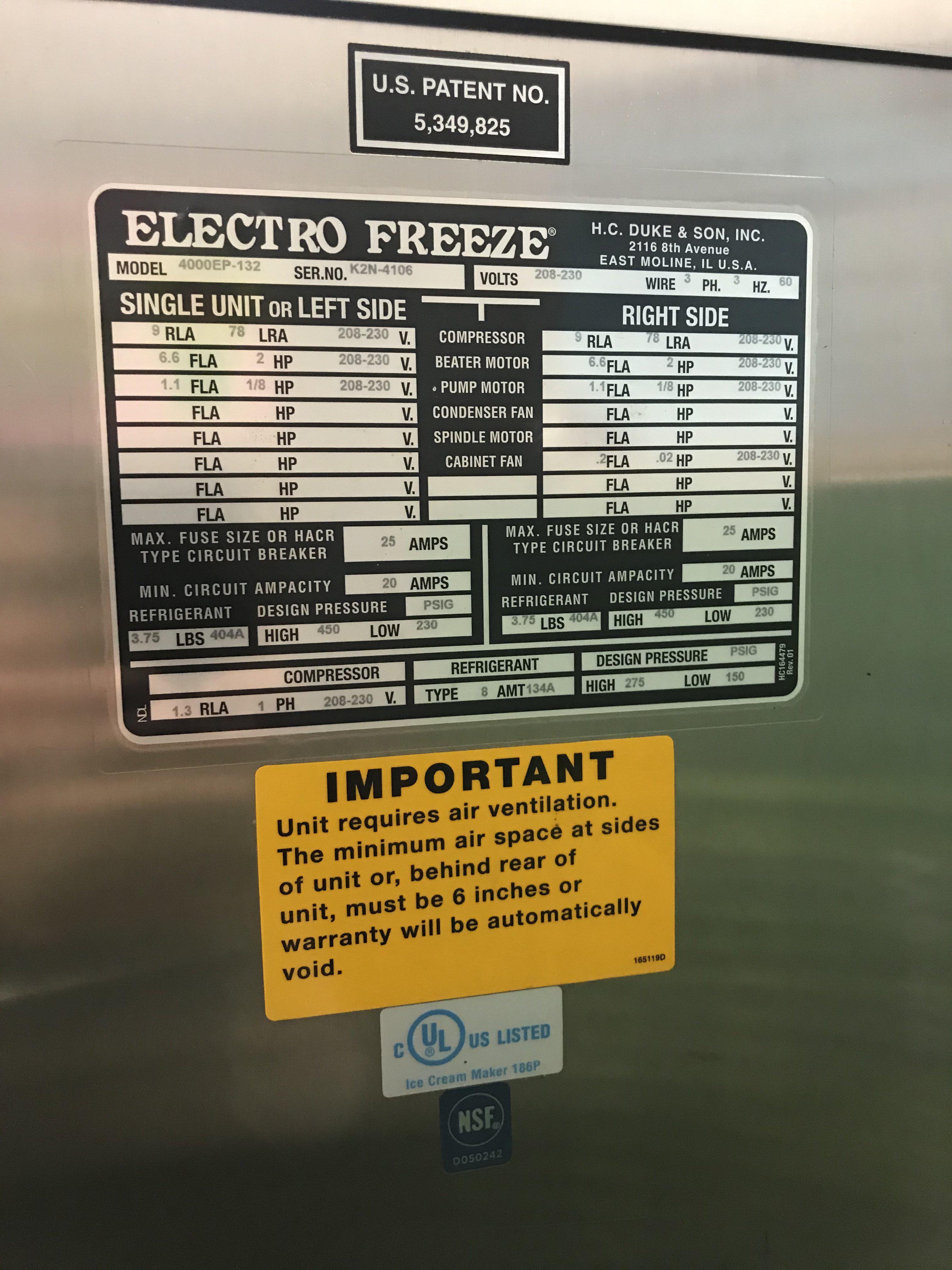2008 Electrofreeze 4000ep 3ph water