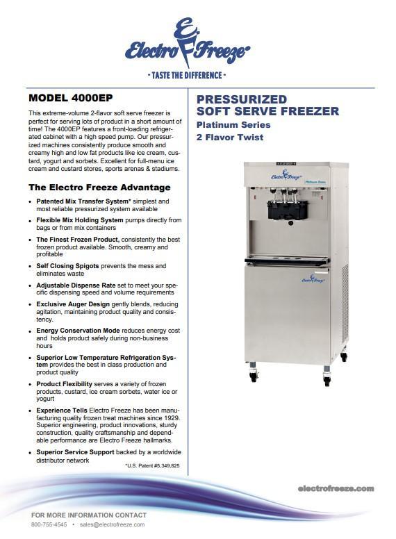 2009 Electrofreeze 4000ep 3ph water