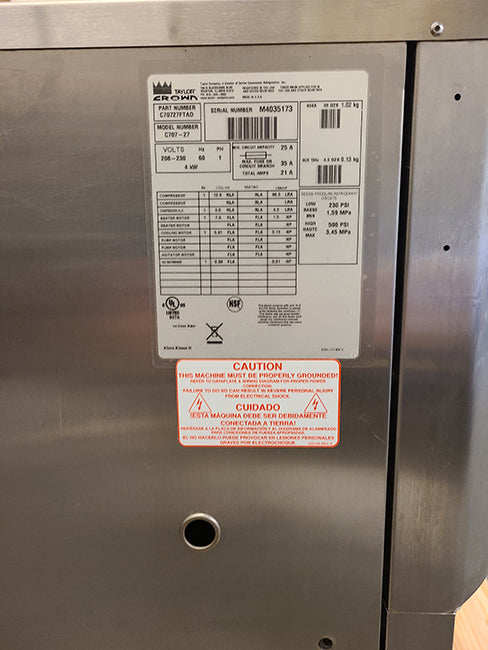 USED Taylor C707 2014 1ph air w/ Warranty