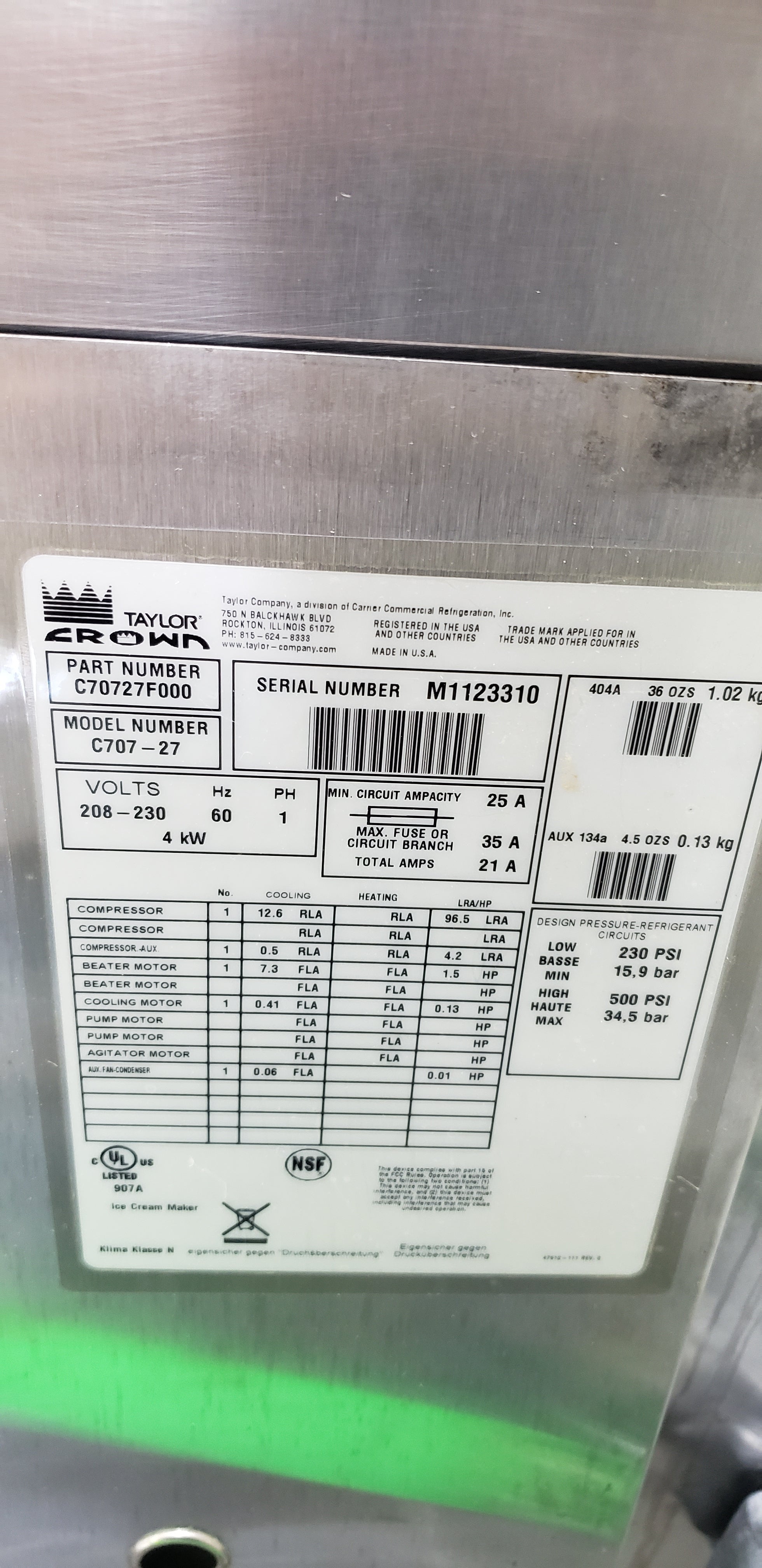 Taylor C707 Countertop