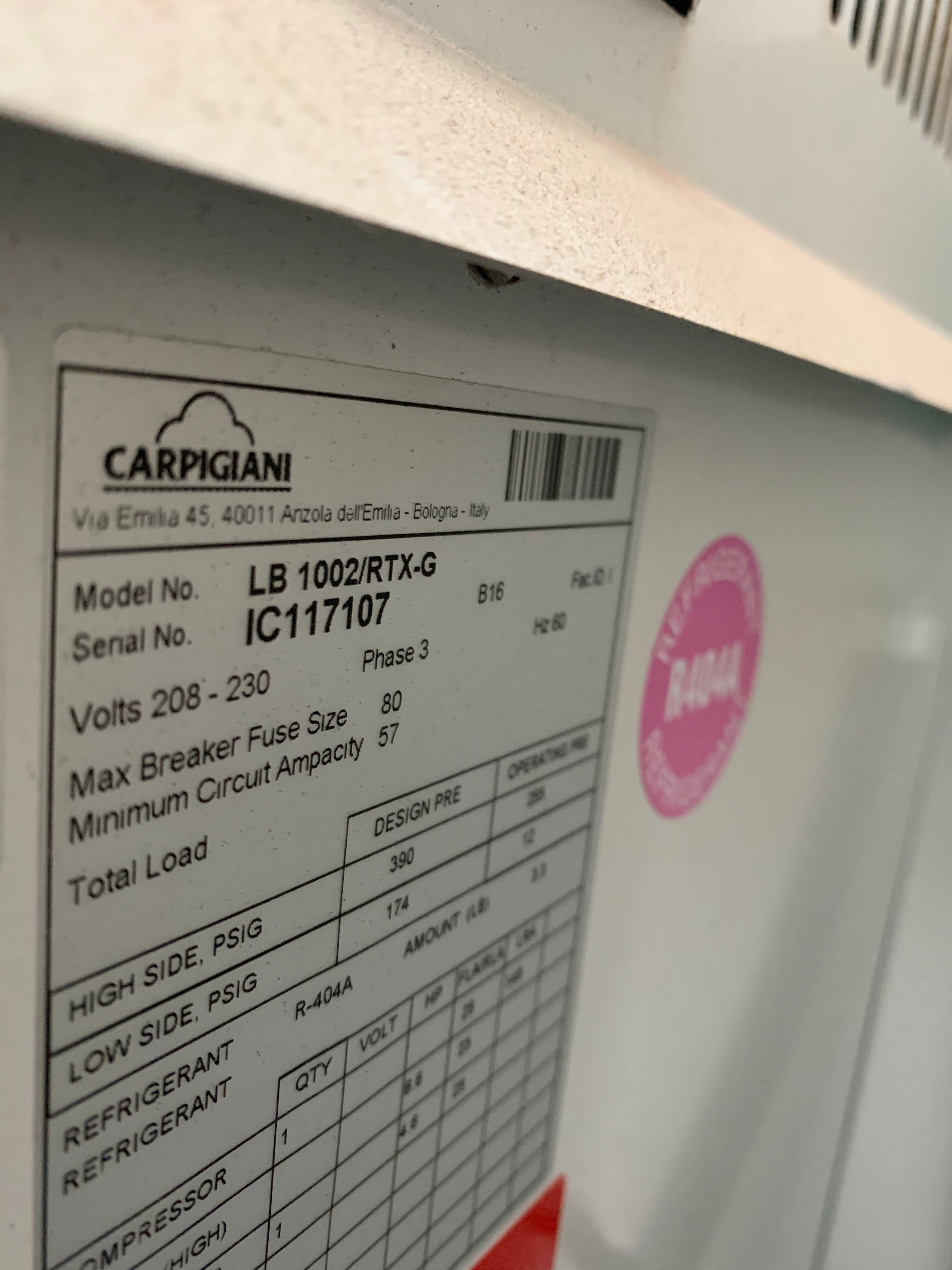 2016 Carpigiani LB1002 3ph Water Cooled Excellent Condition