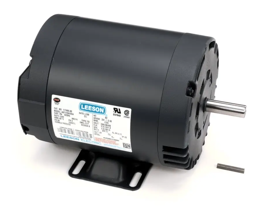 Used Stoelting 523345 Motor, 208-230/460 Volt, 60HZ, 3 Phase, 3/4HP, 1725RPM, 5/8" Shaft