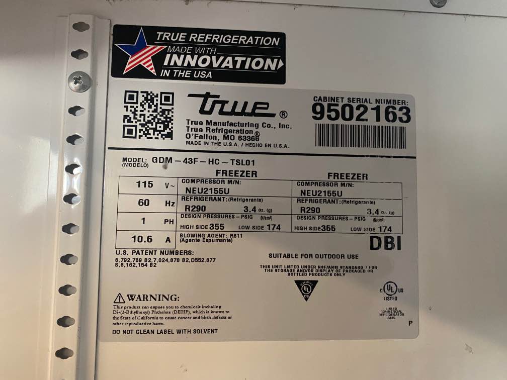 2018 TRUE GDM-43F Freezer