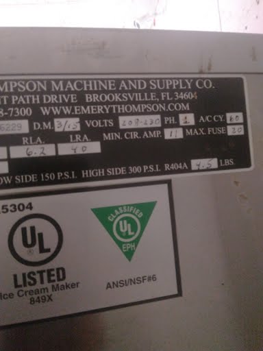 2015 Emery Thompson CB350 Ice Cream Batch Freezer