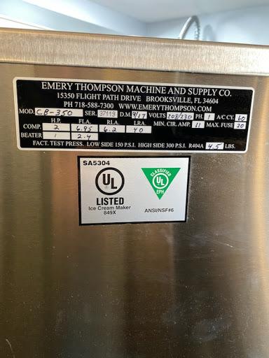 CB350 Emery Thompson Batch Freezer 2017 - Batch Freezers - TurnKeyParlor.com