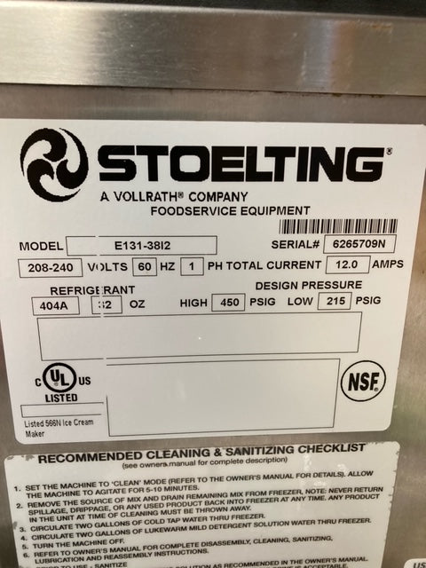 2016 Stoelting E131 Countertop Soft Serve Machine