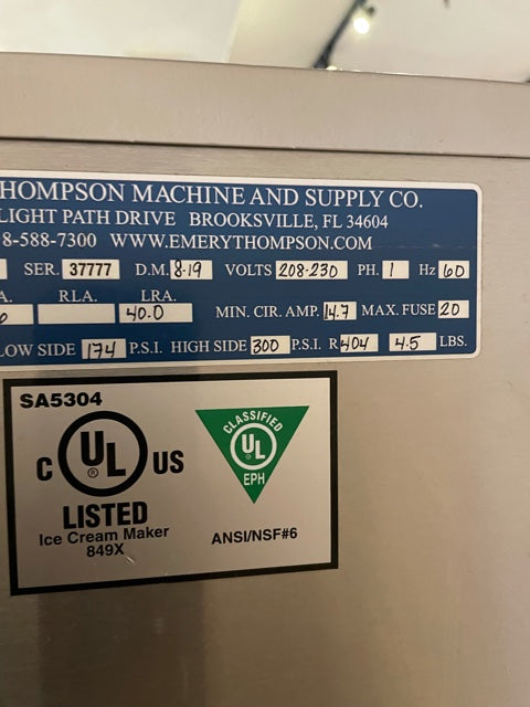 2019 CB350 Emery Thompson Batch Freezer