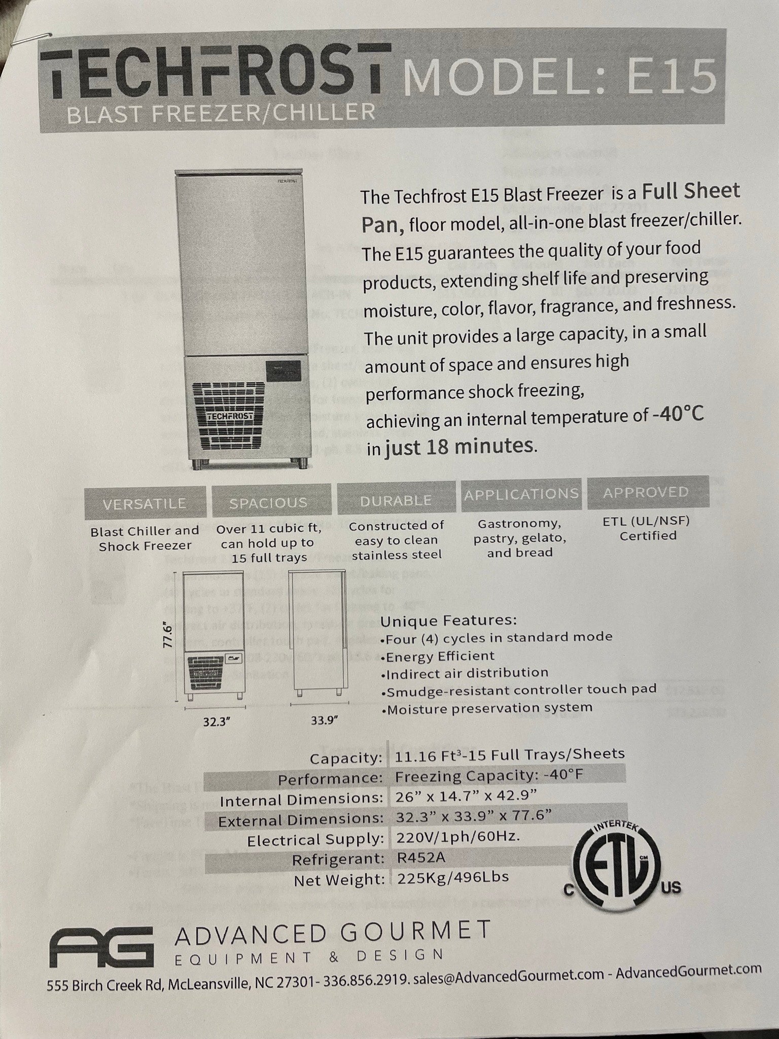 2020 Emery Thompson CB350 + TechFrost E15 Blast Freezer Combo