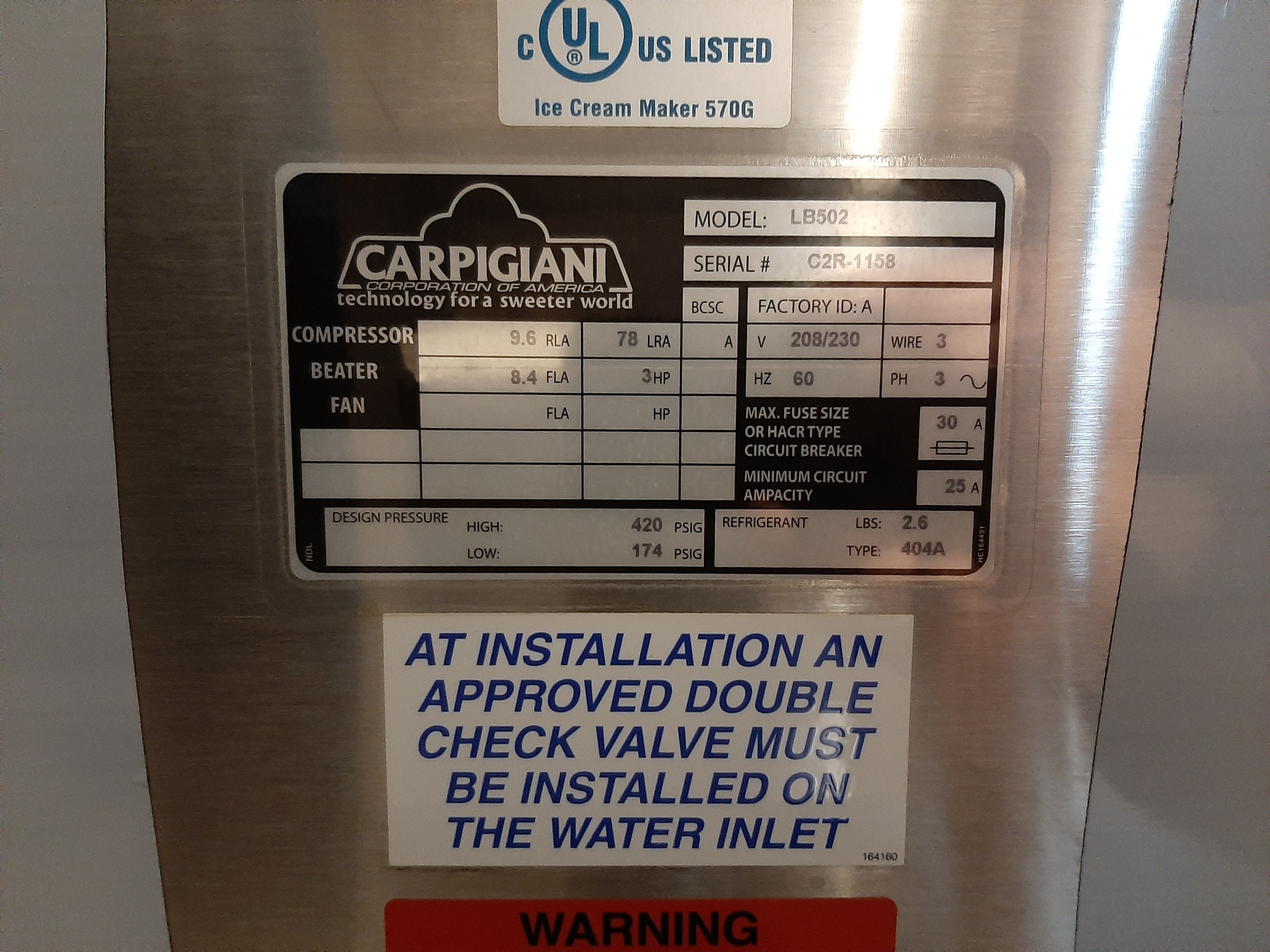 Never Used 2012 Carpigiani LB502 Ice Cream and Gelato Batch Freezer - Batch Freezers - TurnKeyParlor.com